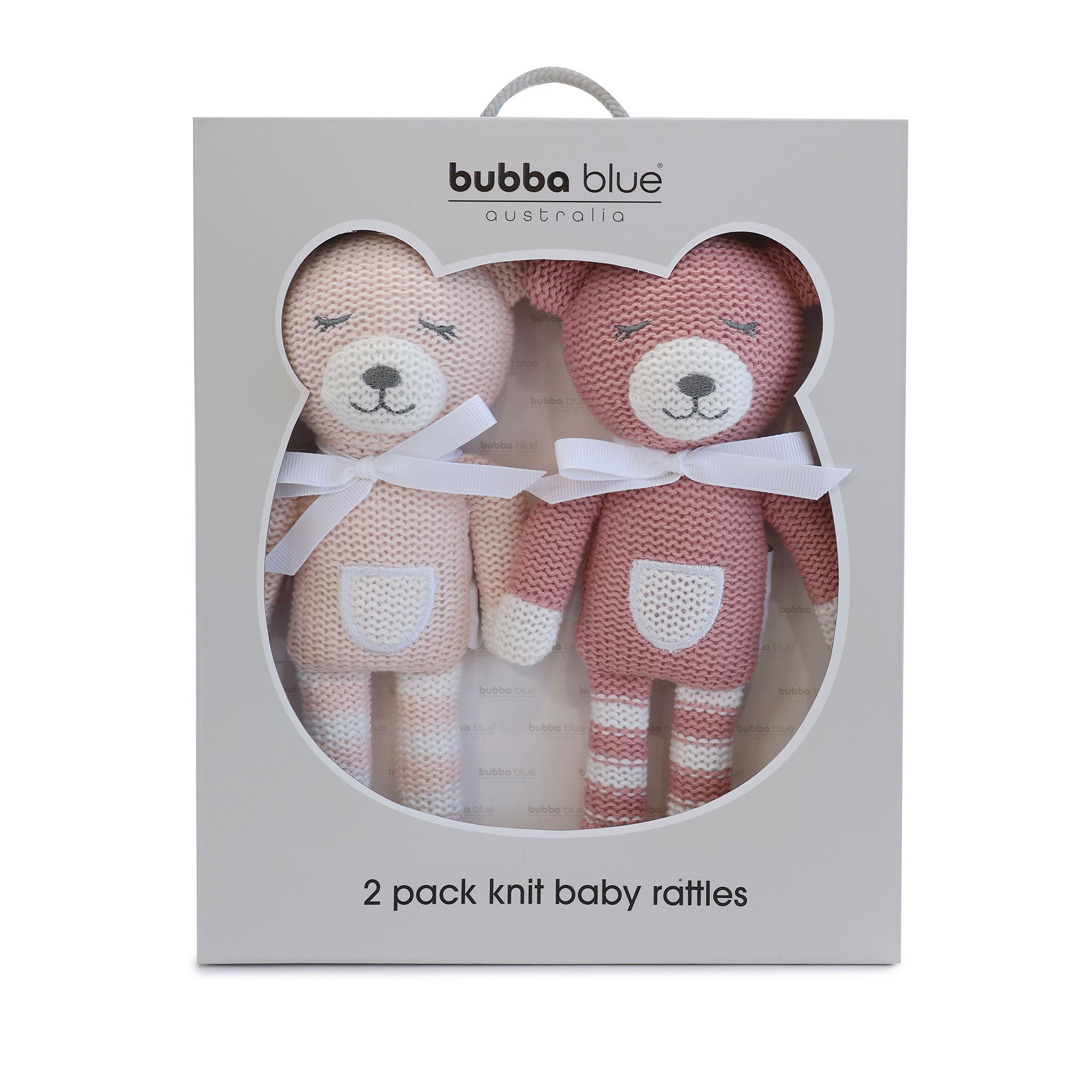 Nordic Style 2-Pack Knit Baby Rattles - Dusty Berry & Rose Bear - Soft & Safe Teething Toys for Newborns & Infants - Perfect for Playtime, Nursery Decor, and Baby Shower Gifts