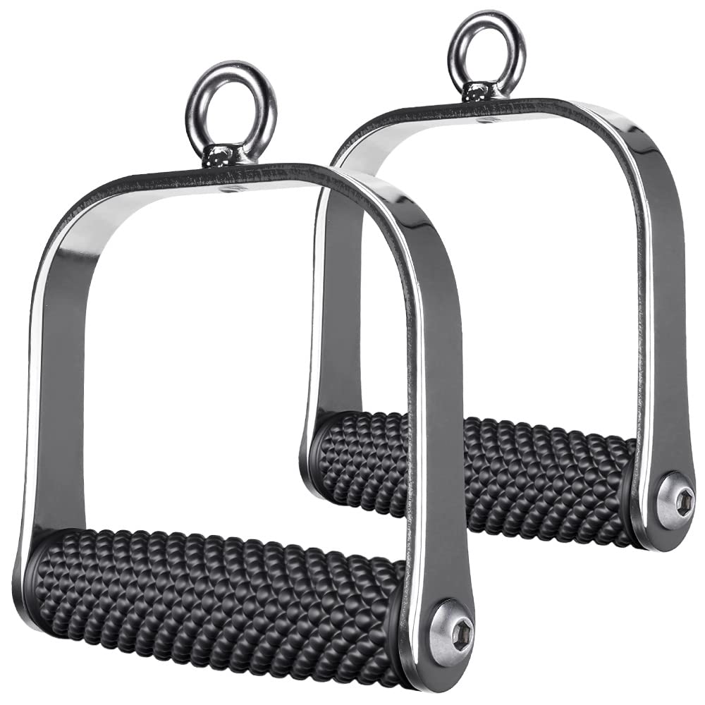 SELEWARE Gym Cable Machine Attachments - D Handle & Rotating Straight Bar with Non-Slip Rubber Grip - Universal Pulley System & Resistance Bands Accessories - Perfect for Home Gym, CrossFit, and Strength Training Workouts