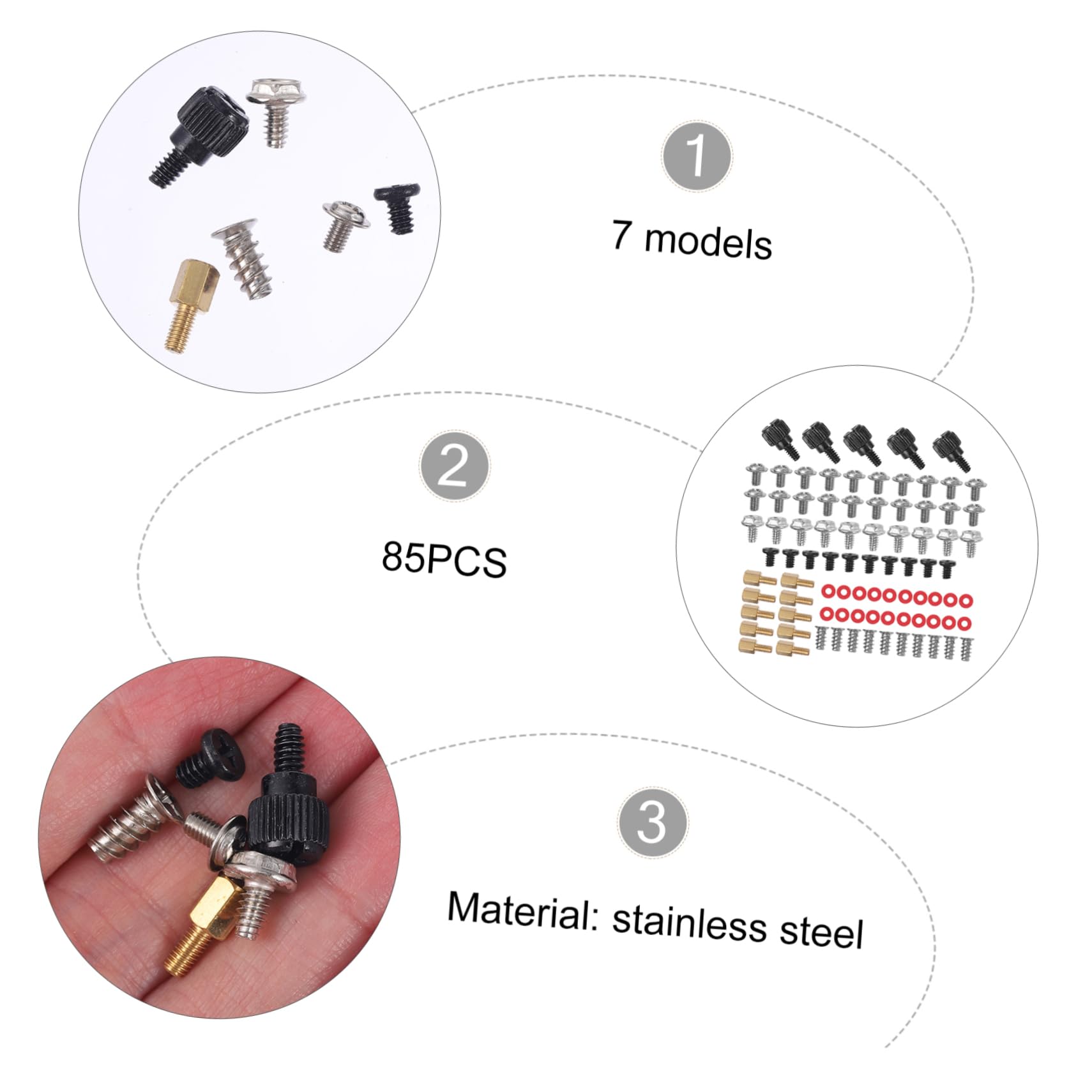 iplusmile 85pcs Computer Case Fan Screw Kit - Reusable Steel & Copper Screws for PC Build, Repair & Maintenance - Perfect for Gaming Rigs, Workstations & DIY Computer Upgrades