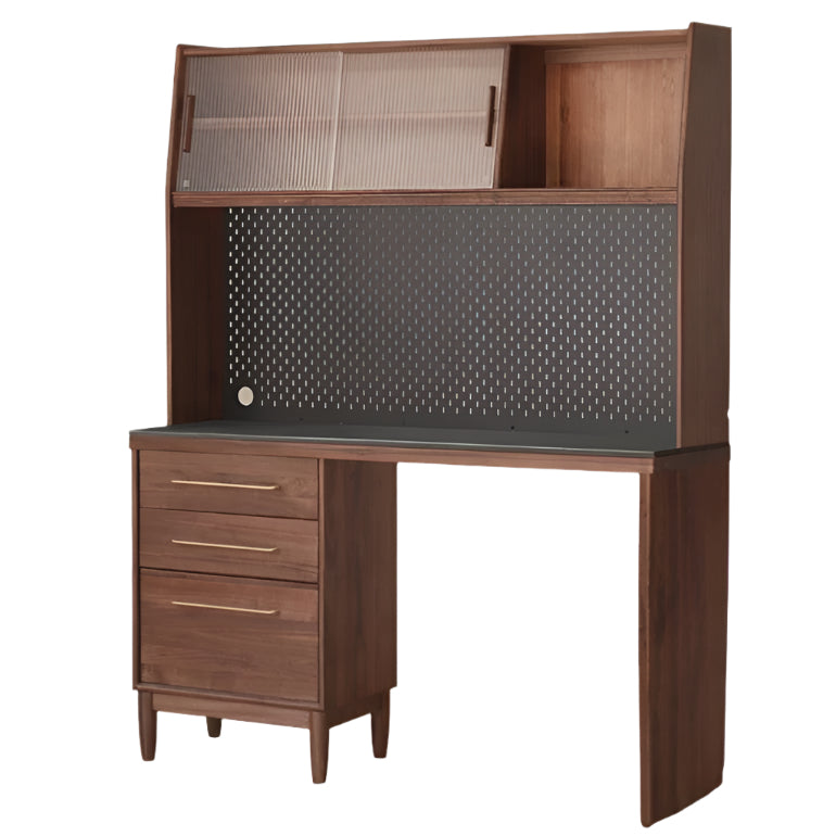 59.1x17.7x73.4 inch / 150x45x186.5 cm / Rich Dark Walnut Color / pure black rock board sideboard + upper shelf