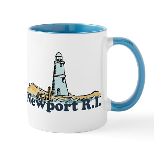 White/Blue Inside - Newport Beach RI Lighthouse Design Mug