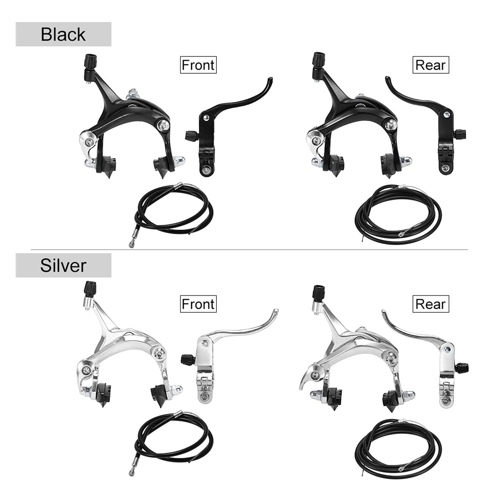FANGSHUILIN Fixie Bike Brake Kit - Front & Rear Caliper Brake Set for Road Bikes, Cruisers & Fixed Gear Bicycles - Durable Black Rear Brake for Urban Commuting & Performance Cycling