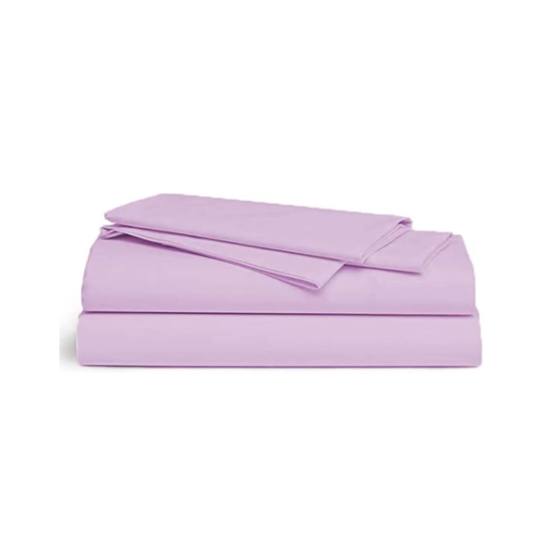Organic Cotton Bed Sheets Set Queen Size - GOTS Certified 350 Thread Count, Breathable & Luxuriously Soft for All Seasons (Lilac) | Perfect for Bedroom Comfort, Guest Rooms & Cozy Home Decor - Machine Washable