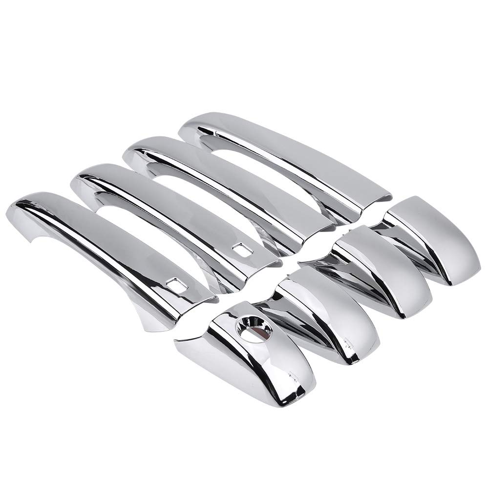 8PCS Chrome Door Handle Covers for Jeep Grand Cherokee 2011-2017 - Exterior Handle Protectors & Smart Key Access Compatible - Perfect for Car Detailing, Vehicle Protection & Style Upgrade