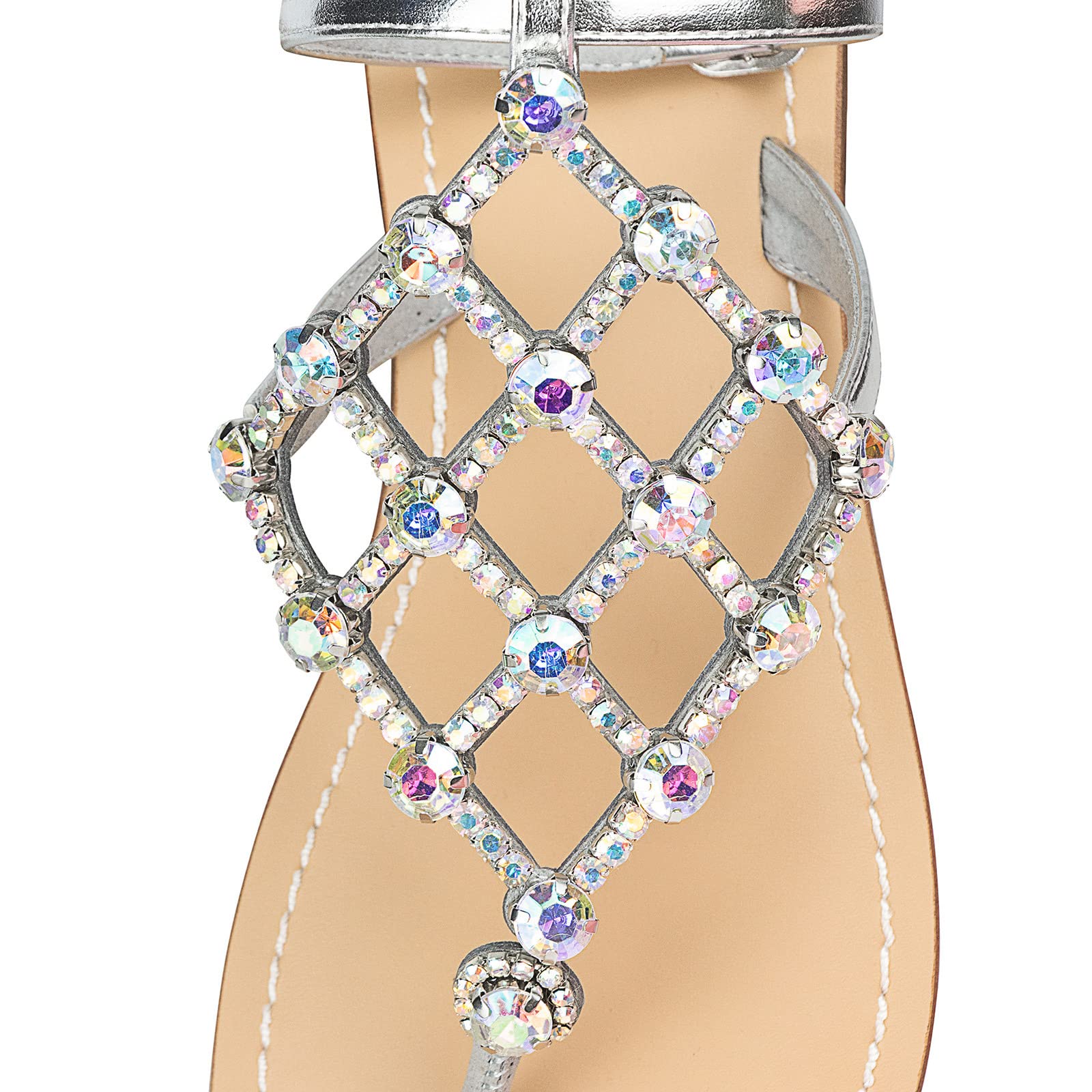 UTIKLIOU Women's Rhinestone T-Strap Flip Flop Sandals - Comfortable Summer Flat Thong Sandals for Beach, Pool & Casual Outings