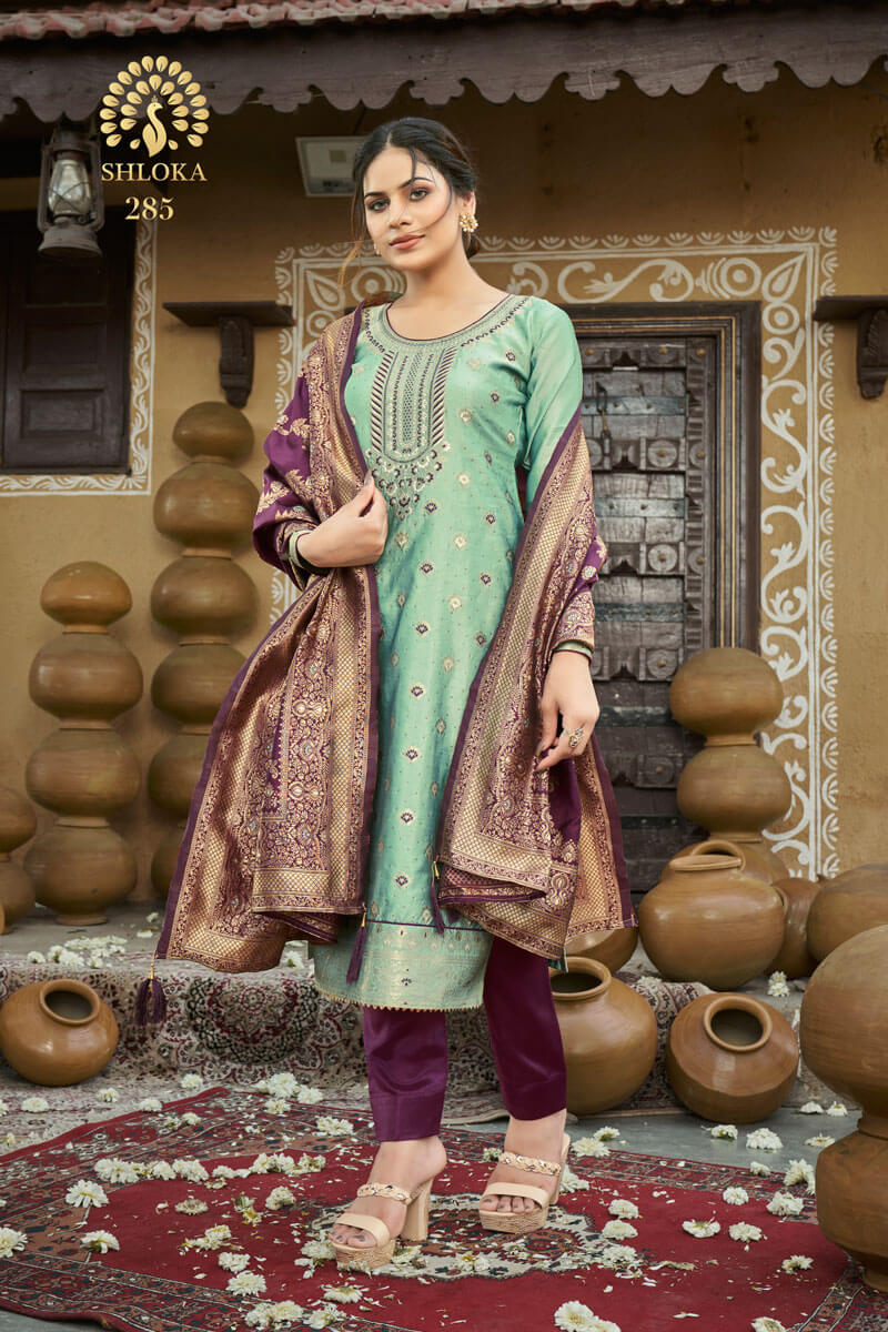 Elegant Banarasi Jacquard Mint Green Salwar Kameez Suit with Pant Bottom - Perfect for Weddings, Festivals & Special Occasions