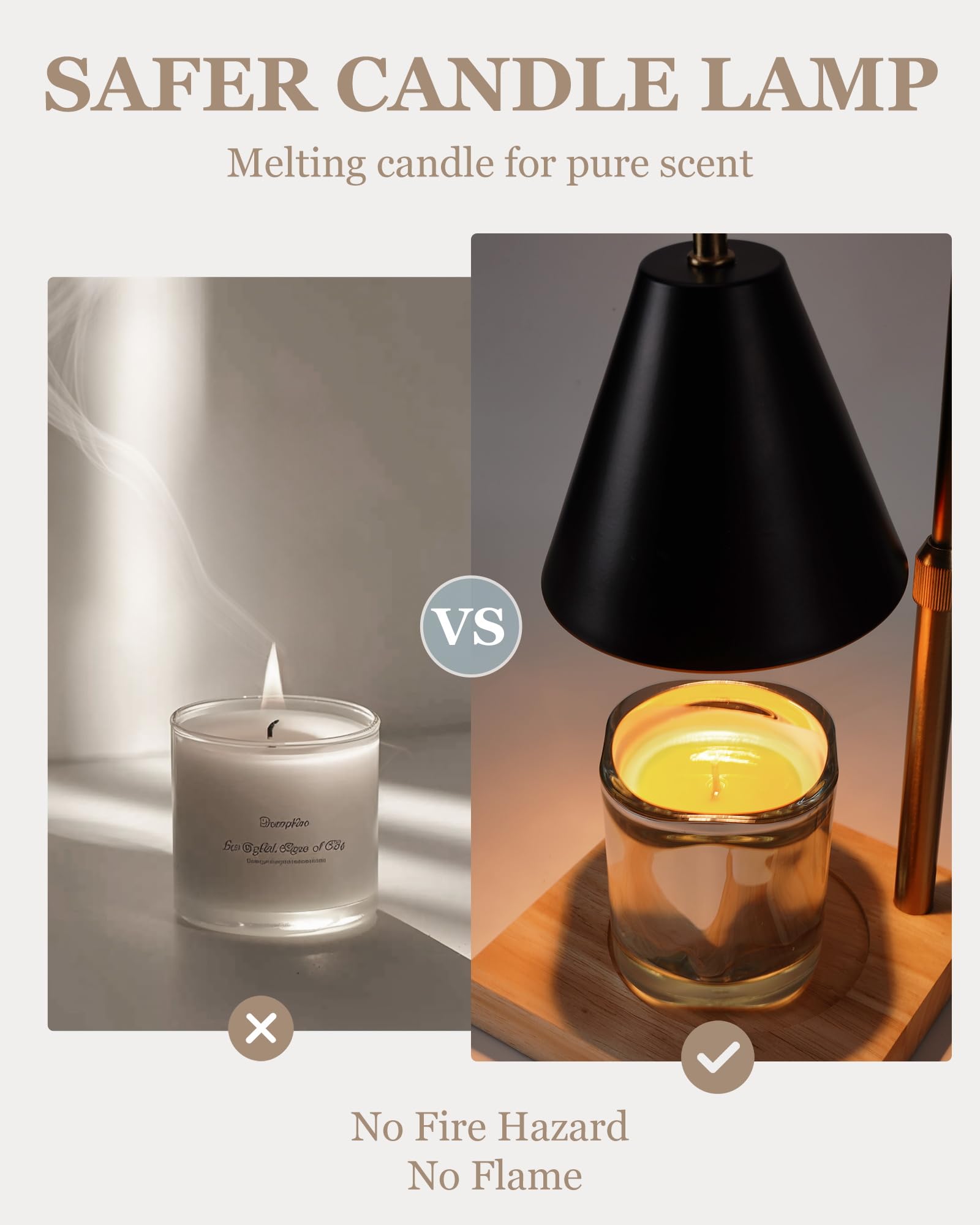 Premium Candle Warmer Lamp with Timer & Dimmer - 2 Bulbs Included - Elegant Home Decor for Kitchen, Bedroom & Living Room - Perfect Gift for Mom, Friends & Housewarming (Black, Metal) - Ideal for Soy Candles, Relaxation & Aromatherapy