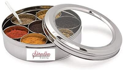 Premium Stainless Steel Masala Dabba - 7 Compartment Spice Storage Container with Transparent Lids | Airtight Indian Spice Box for Kitchen Organization | Perfect for Cooking, Gifting & Home Use