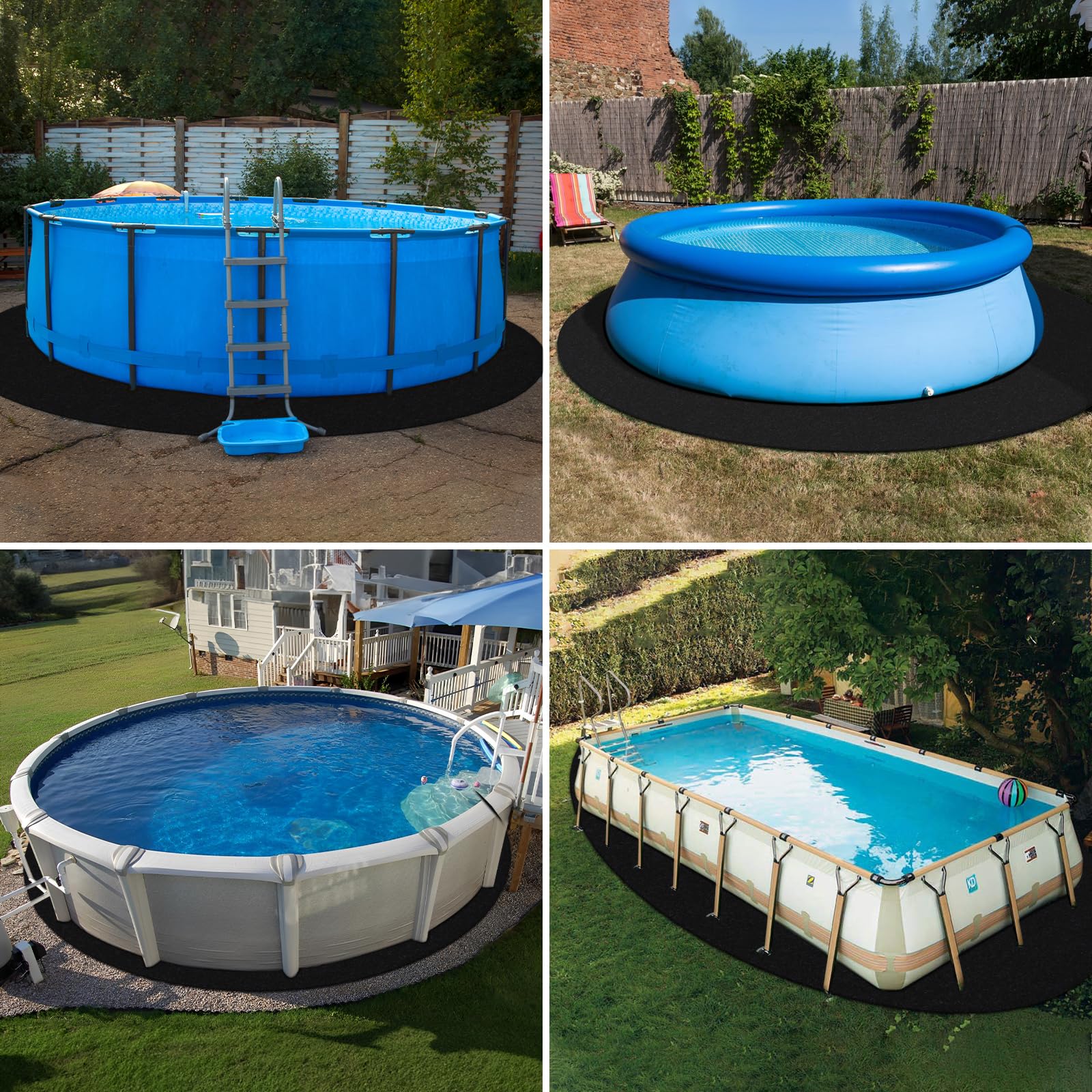 15ft Premium Pool Liner Pad for Above Ground Pools - Heavy Duty Protective Mat Prevents Damage from Rocks, Roots & Sharp Objects - Extends Pool Liner Lifespan (Black) - Ideal for Backyard, Inground & Outdoor Swimming Pool Protection