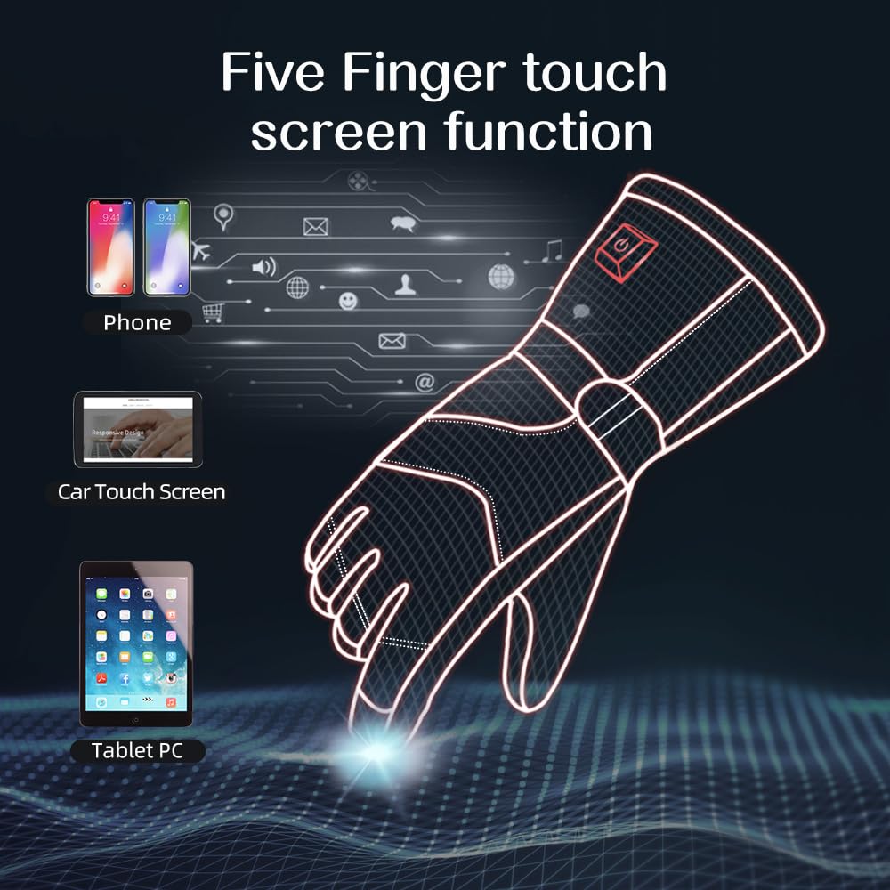 Explorer 3 Unisex Heated Gloves for Skiing & Snowboarding - Waterproof, Touchscreen Compatible, Cold Weather Winter Gloves for Men & Women - Perfect for Ski Resorts, Snowboarding Trips & Outdoor Winter Activities