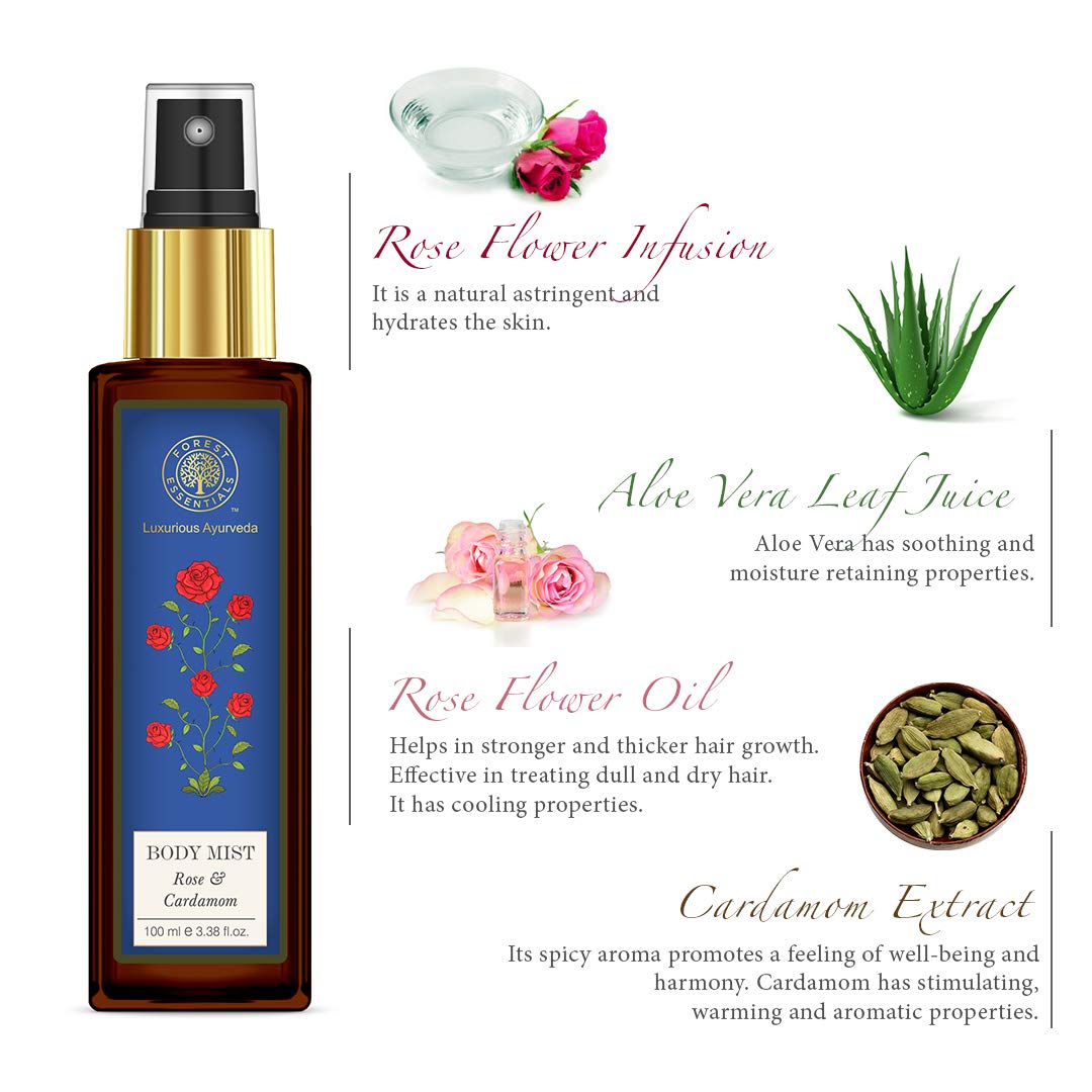 Rose & Cardamom Body Mist Spray - 100ml Floral Fragrance for Women | Long Lasting Perfume Mist for Daily Use, Date Night & Special Occasions