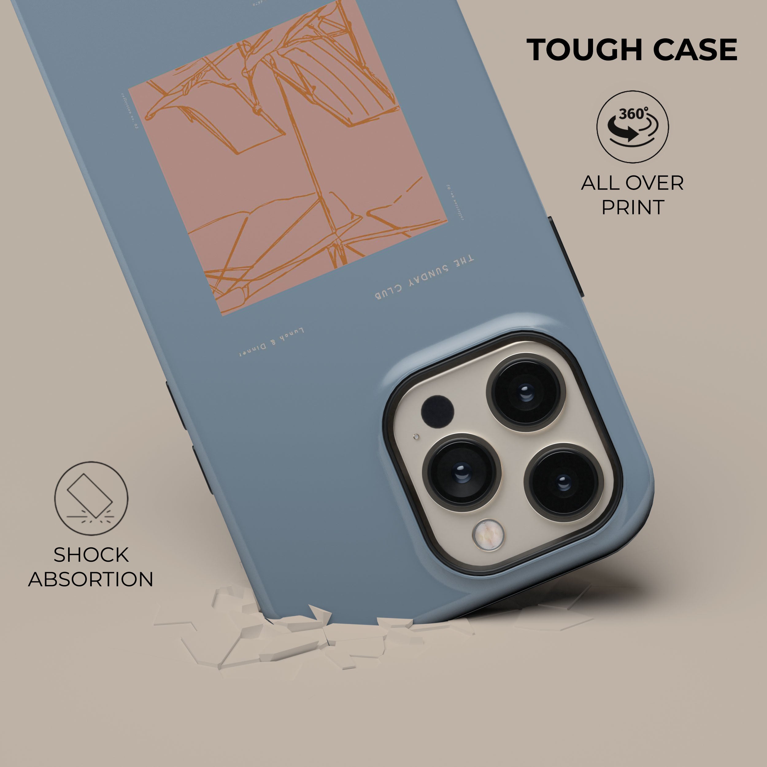Blue Sunday Club iPhone Case - Premium Protective Cover for iPhone 12/13/14/15 Pro Max - Stylish & Durable Phone Case for Everyday Use, Work, and Travel