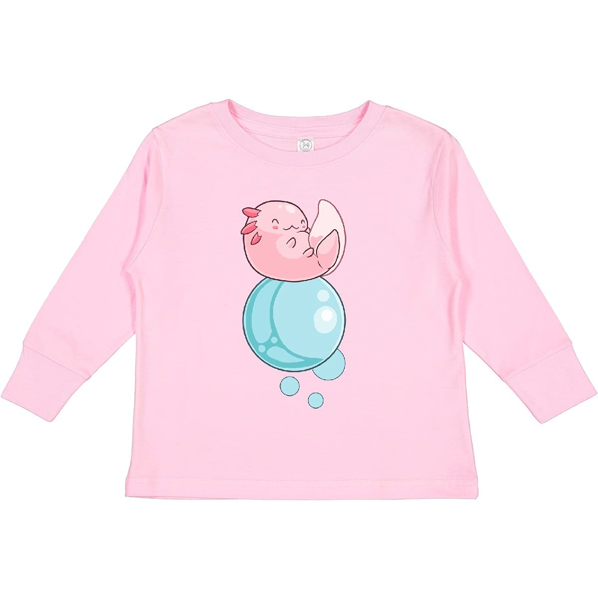 Cute Axolotl Sitting on Bubble Toddler Long Sleeve T-Shirt - Adorable Kids Casual Wear for Playdates & Family Outings