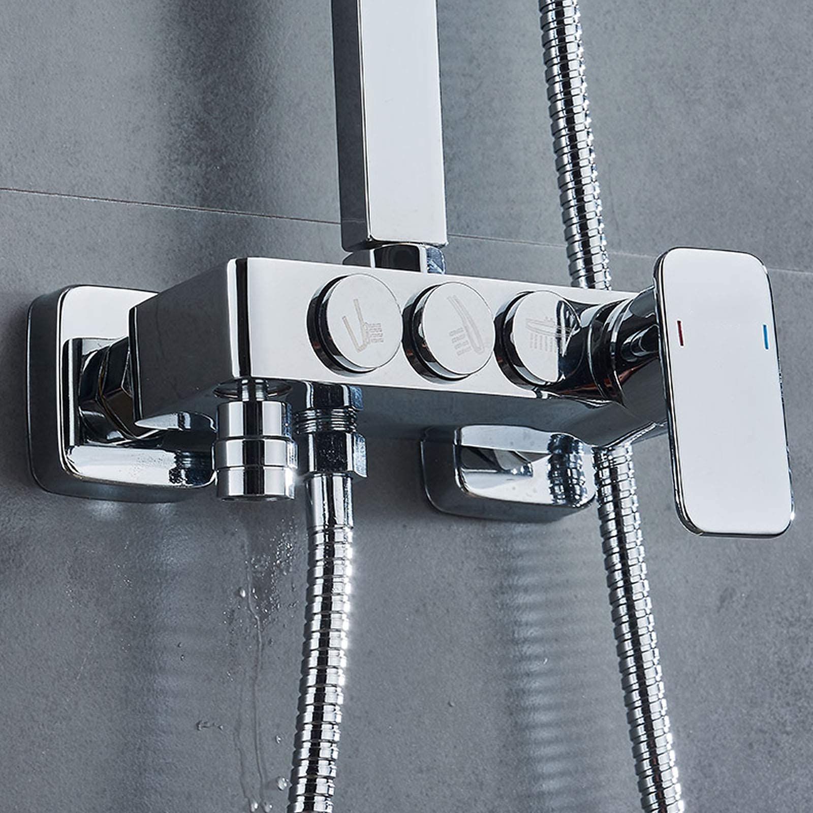 Premium 8 Inch Square Rainfall Shower Head with Handheld Sprayer - Exposed Polish Chrome Shower System - Wall Mount Bathroom Faucet Set for Luxurious Spa Experience at Home