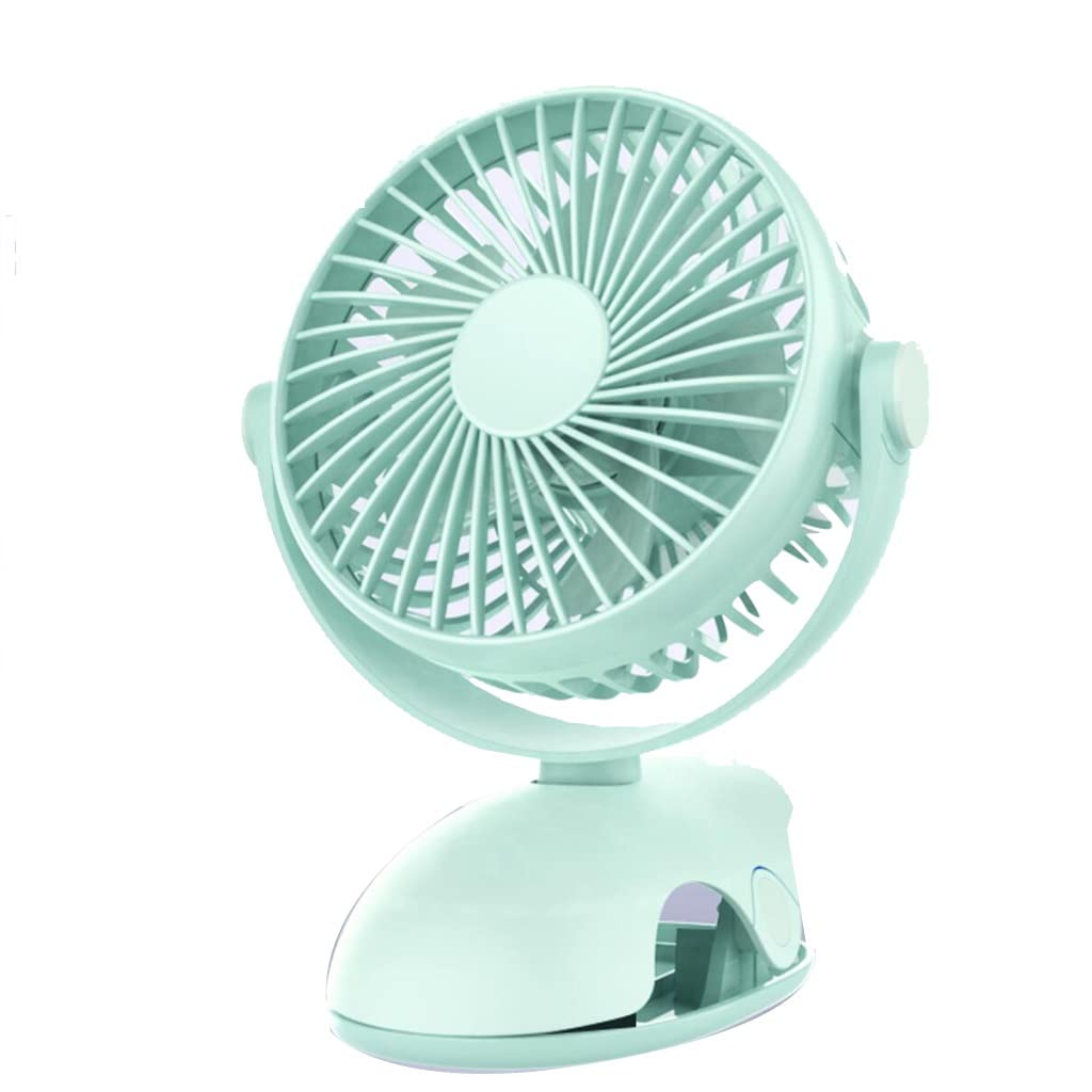 Portable USB Desk Fan with Adjustable Speed - Rechargeable Clip-on Mini Fan for Office, Home, Car & Camping | Quiet Cooling for Bedroom, Gym & Workspace (Green, 15x5.6x19cm) | Perfect for Summer Travel & Outdoor Activities