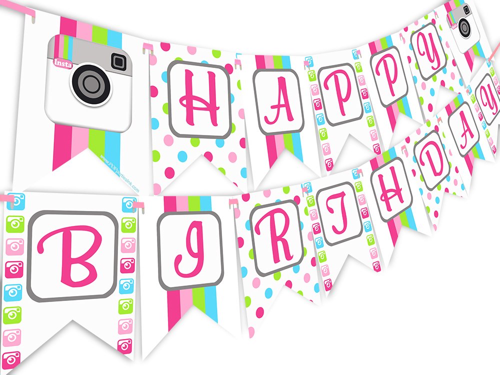 Rainbow Happy Birthday Banner & Pennant - Instagram Party Decor for Tweens - Selfie Backdrop for Birthday Celebrations - Perfect for Social Media Photos & Party Decorations