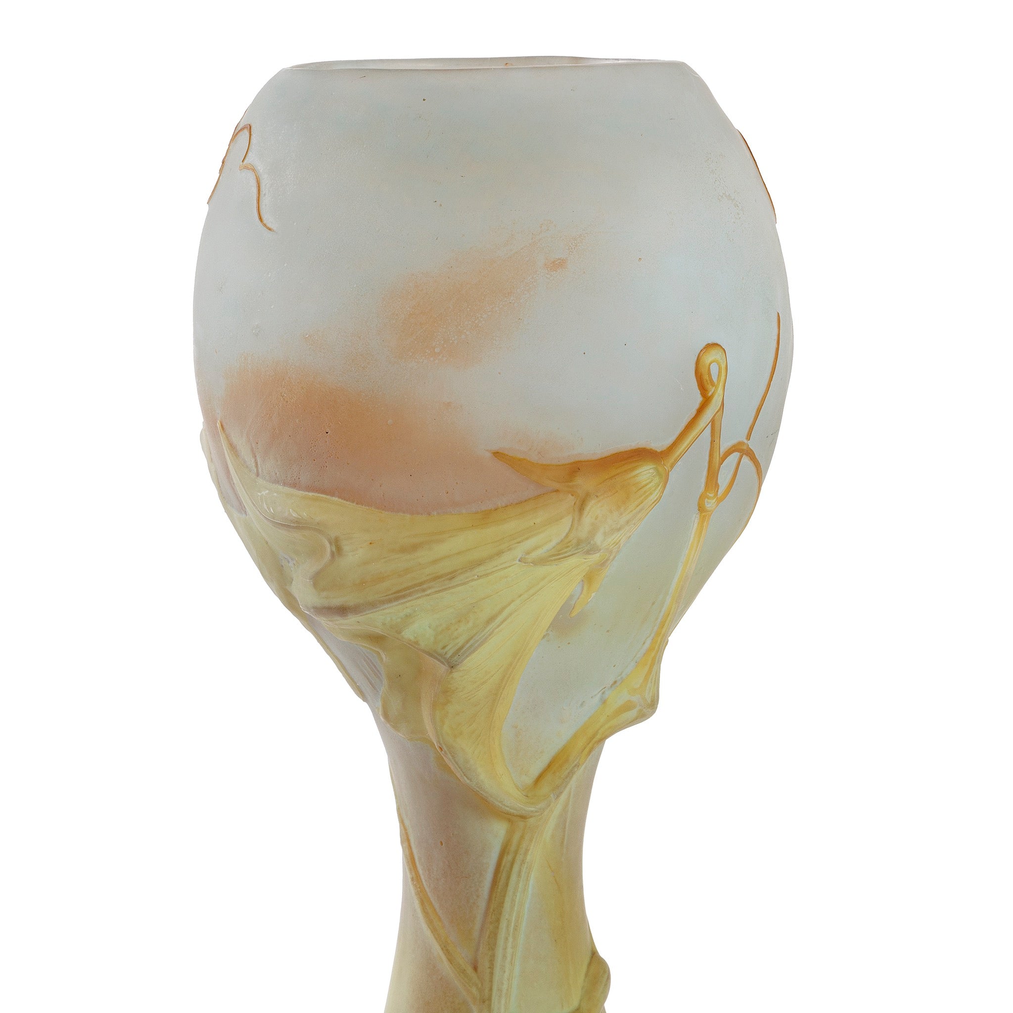 Daum Nancy Fleur de Coloquinte Cameo Glass Vase - Antique French Art Nouveau Collectible - Perfect for Home Decor, Wedding Centerpieces & Luxury Gifts