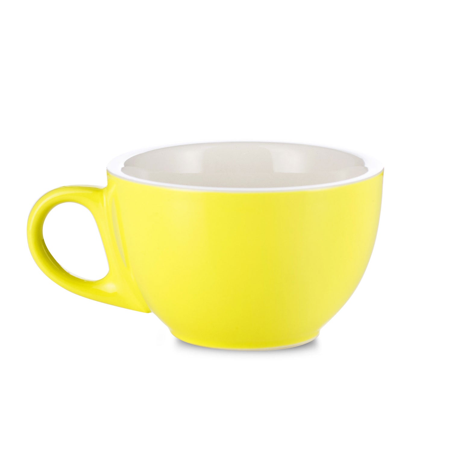Premium Porcelain Latte Cup & Saucer Set - 8oz/252ml, Vibrant Yellow - Perfect for Home Coffee Bars, Cafes, and Gifts