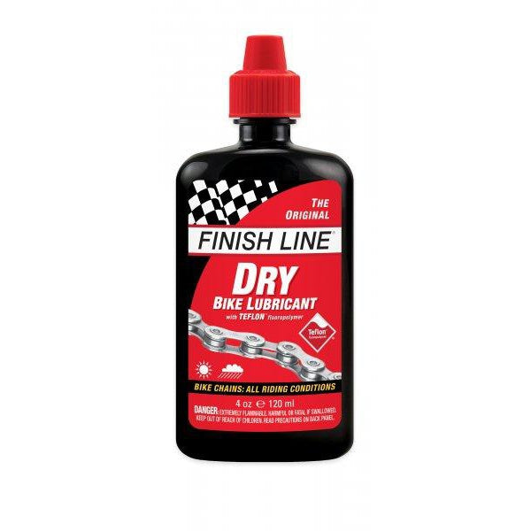 Finish Line DRY LUBE Bike Chain Lubricant - 4 oz Bottle for Bicycle Maintenance - Reduces Friction & Extends Chain Life - Ideal for Road, Mountain & Commuter Bikes