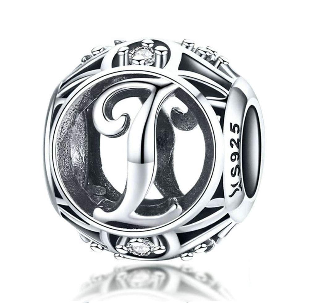 Personalized Initial Letter Charms for Women - A-Z Sterling Silver Alphabet Beads for Bracelets | Birthday, Anniversary & Friendship Gifts | Perfect for DIY Jewelry Making & Customized Accessories