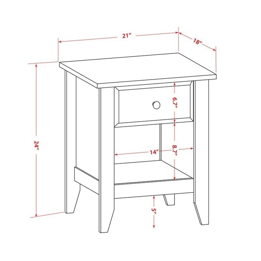 East West Furniture GA-12-ET Gallatin Night Stand - 18x21 Inch Rectangle Bedside Table with Drawer for Bedroom, Clover Green - Perfect for Storing Books, Lamps & Bedroom Essentials