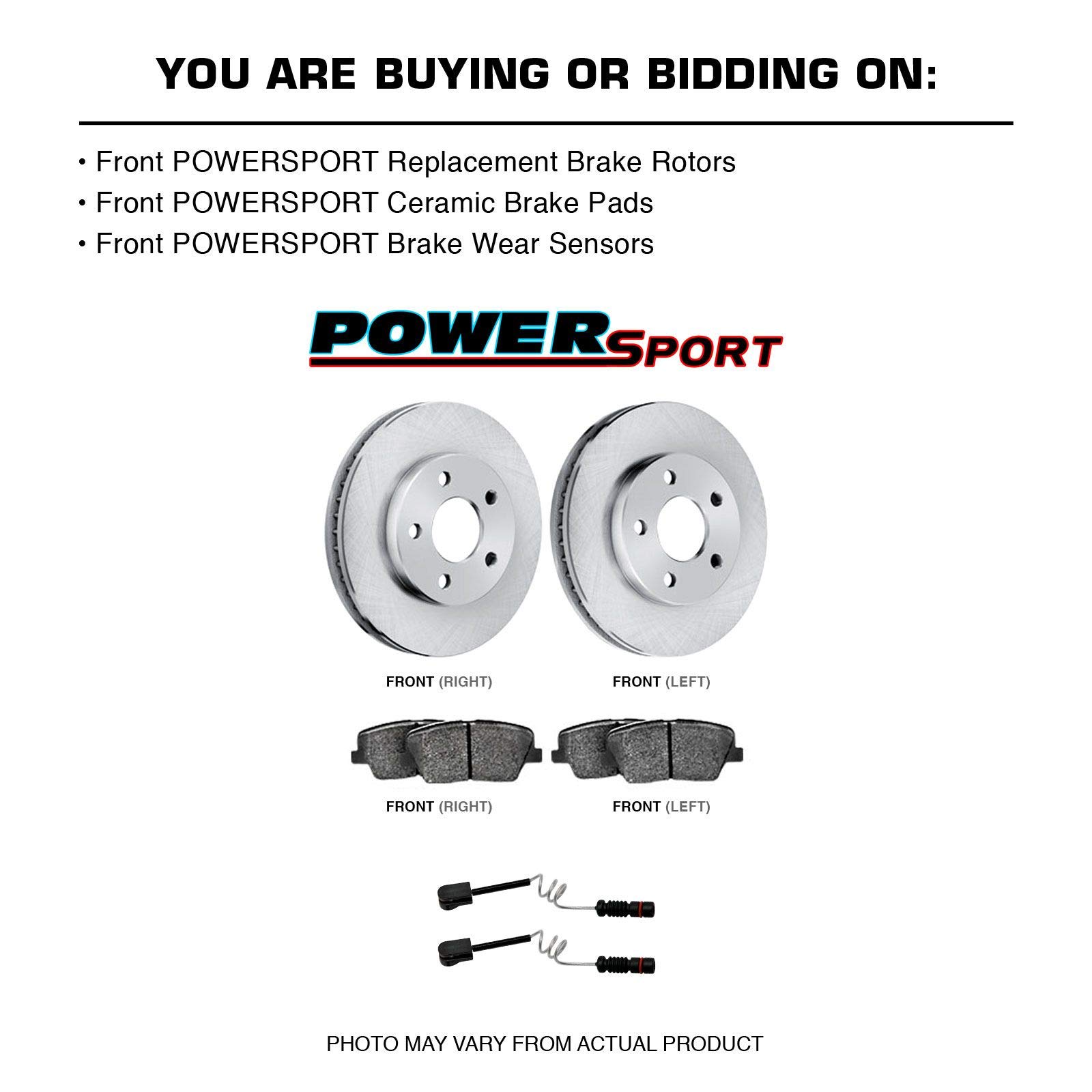 PowerSport Premium Ceramic Front Brake Pads & Rotors Kit - Compatible with 2000-2005 Mercedes-Benz ML430 ML500 ML55 AMG | High-Performance Braking System for Smooth Stops & Enhanced Safety | Ideal for City Driving, Highway Cruising & Off-Road Adventures