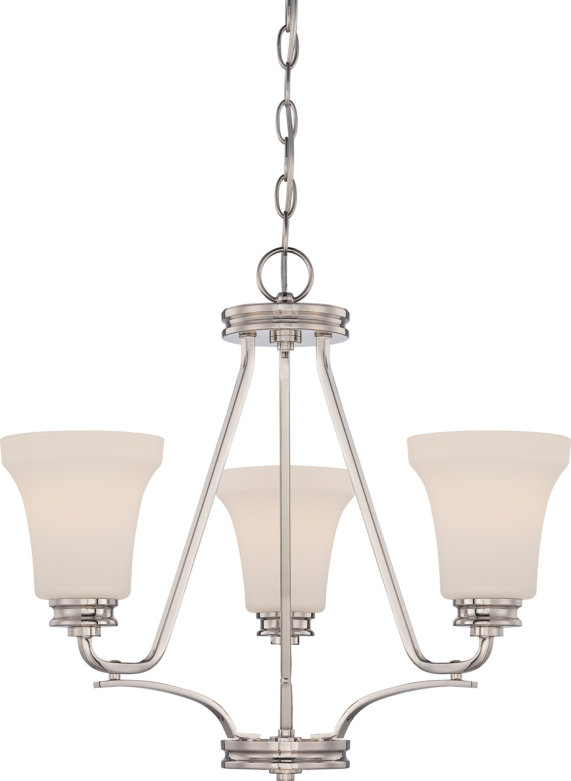 Nuvo 62/429 3-Light Modern Chandelier in Polished Nickel - Elegant Dining Room & Bedroom Lighting Fixture