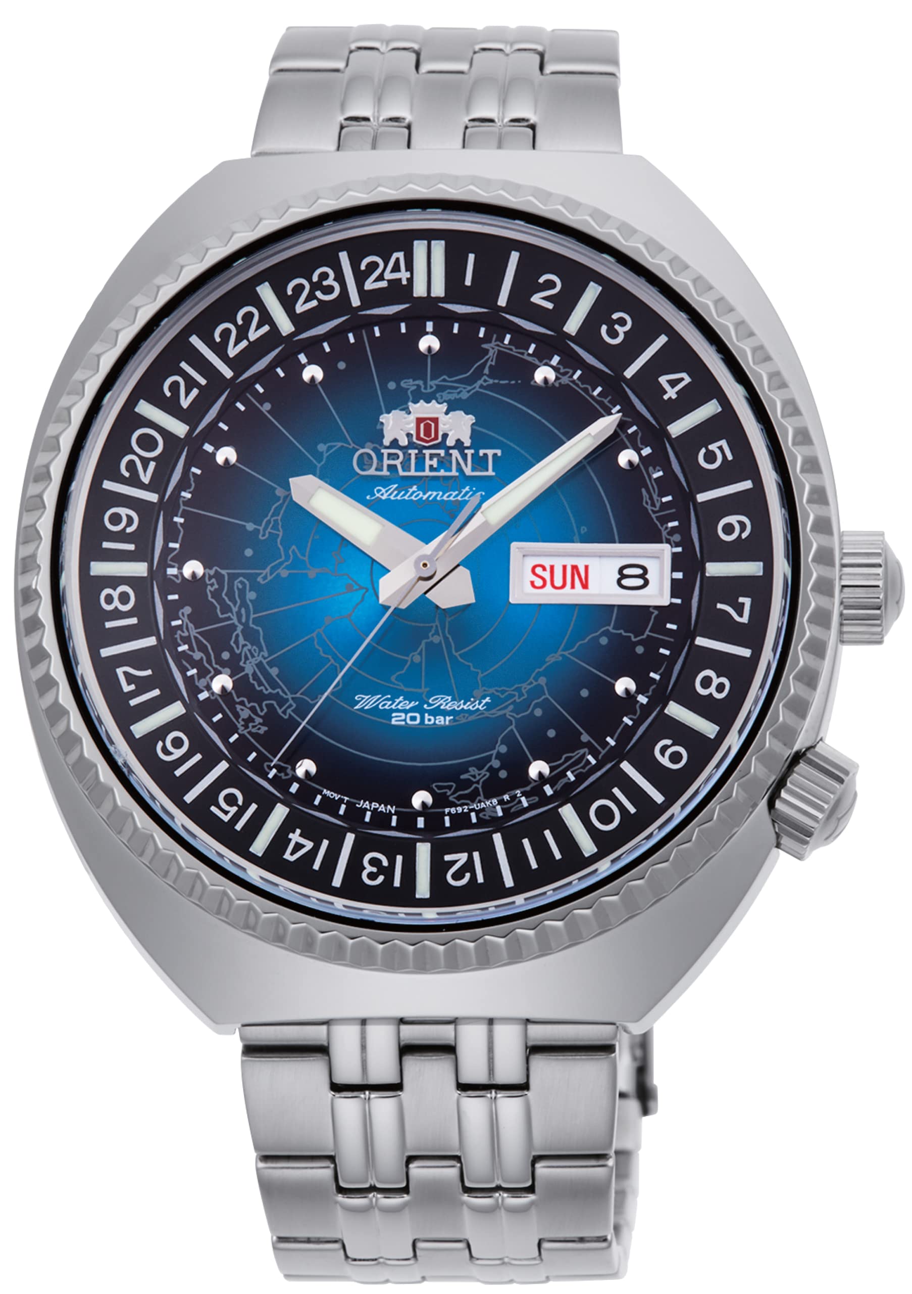 Orient Men's Japanese Automatic Hand Winding Wrist Watch with World Map Dial - Classic Revival Style for Business, Casual & Travel