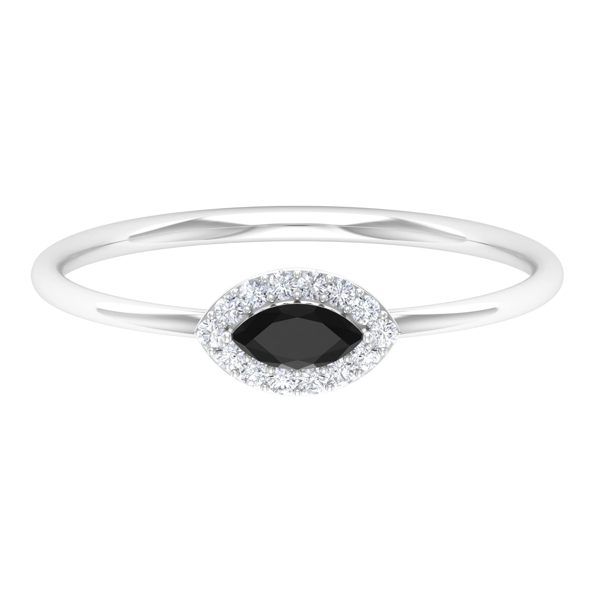 1/4 CT Black Onyx and Diamond Ring for Women - 14K Solid Gold Minimalist Promise Ring - Elegant Black Onyx Jewelry for Engagement, Anniversary & Special Occasions