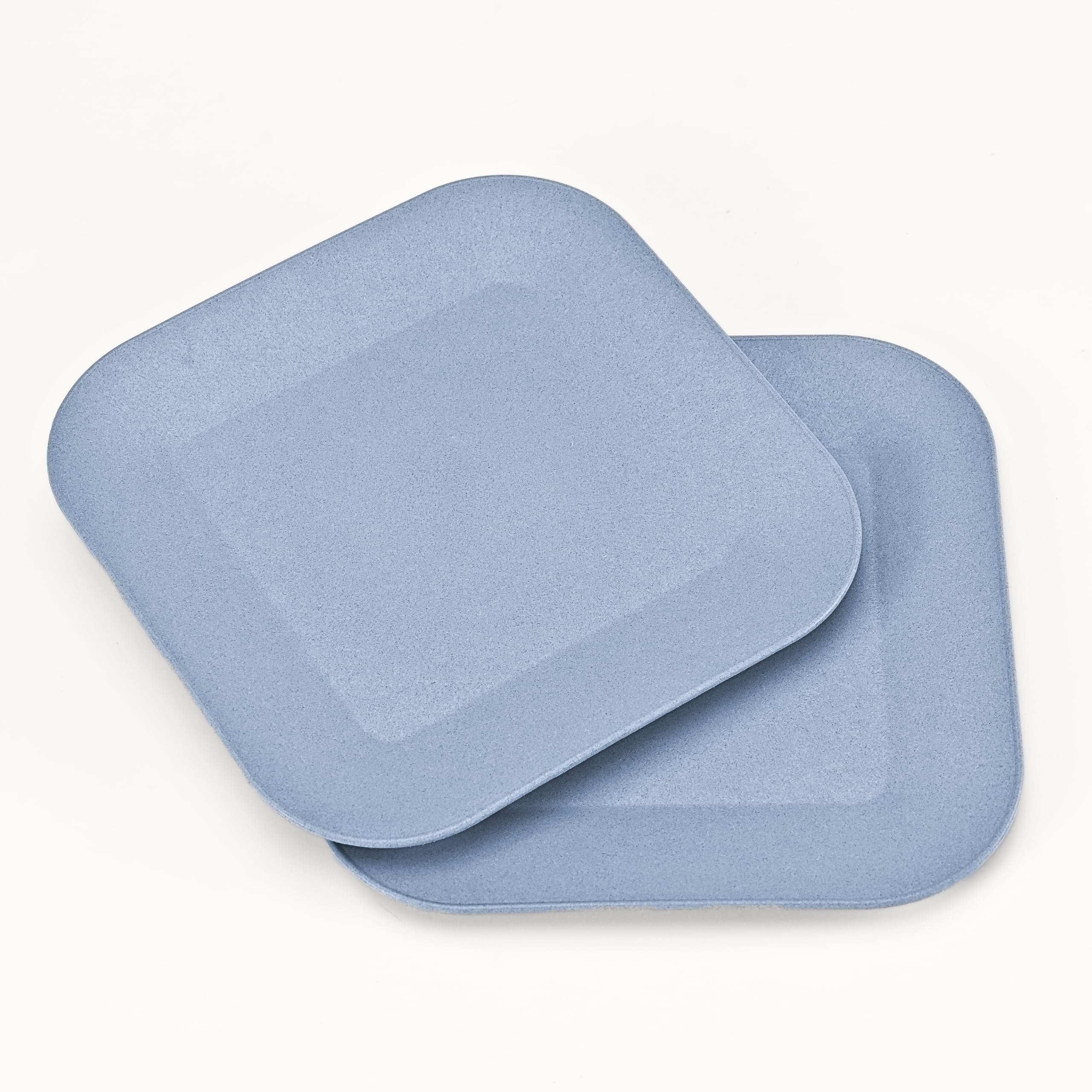 Eco-Friendly Set of 2 Square Picnic Plates - 9 Inch Unbreakable Bamboo & Rice Husk Fiber Plates | Microwave Safe for Hot & Cold Food | Perfect for Outdoor Dining, Camping, BBQs & Picnics