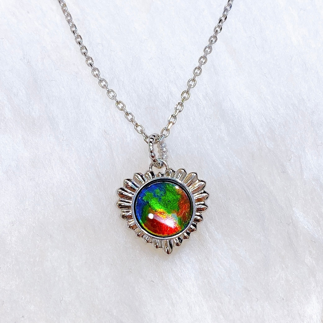 Stunning Ammolite Heart Pendant in Sterling Silver - SOLSTICE Collection | Perfect for Valentine's Gifts, Anniversary Jewelry & Special Occasions