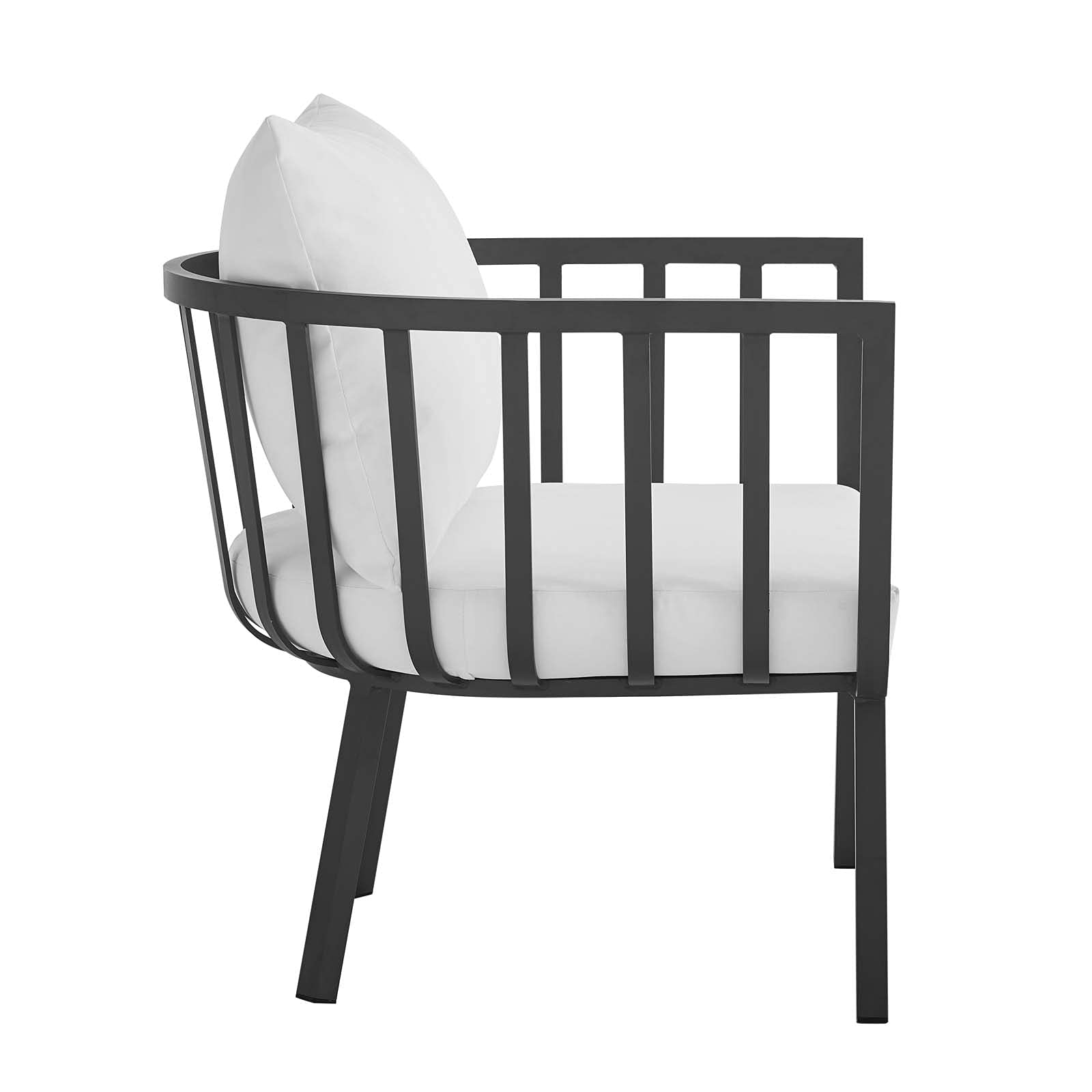 Modway Riverside Patio Aluminum Armchair - Lightweight Durable Outdoor Dining Chair in Gray White for Garden, Poolside & Backyard Relaxation
