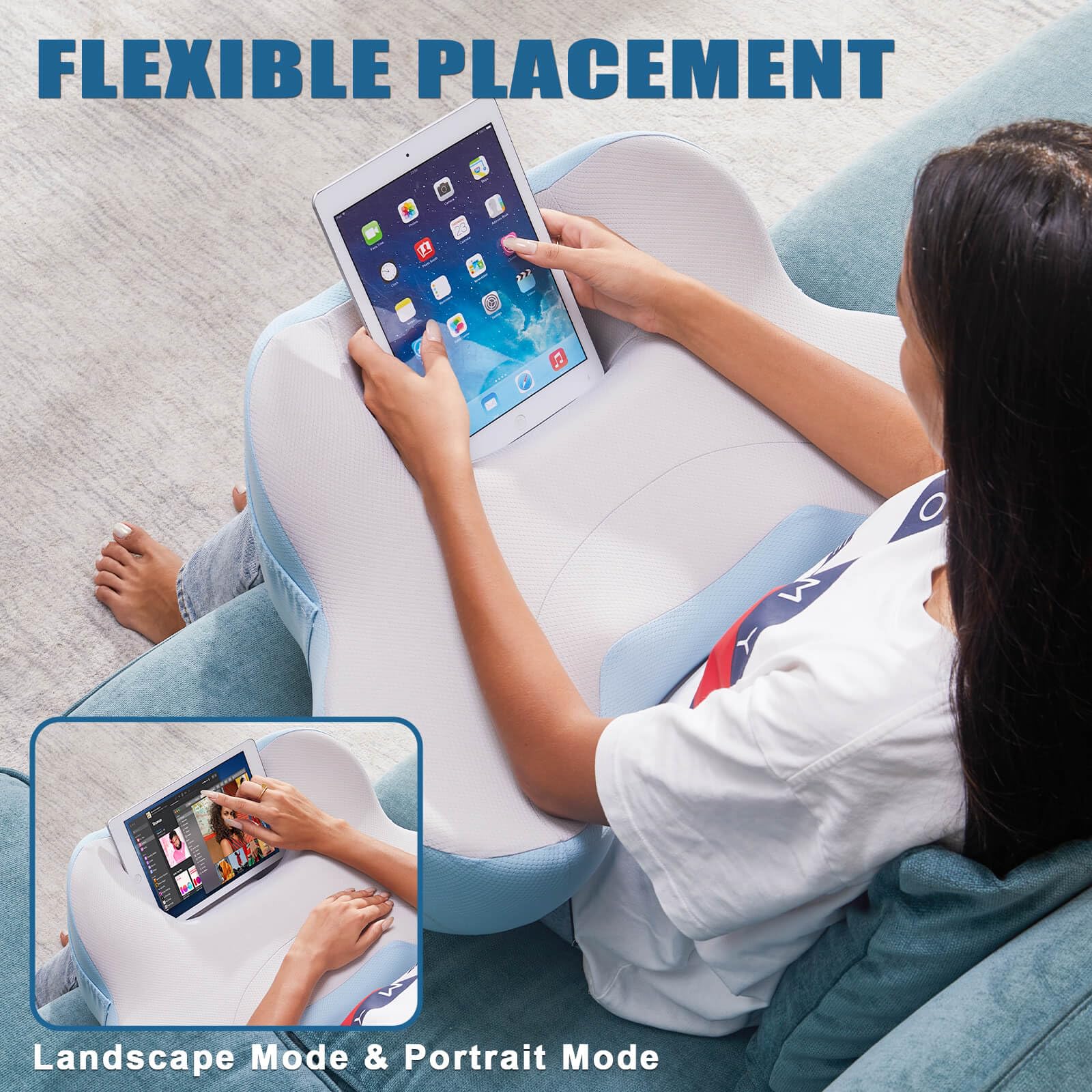 Comfortable Reading Pillow with Built-in Lap Desk - Soft Laptop Cushion for Bed, Couch & Car - Portable Work & Gaming Pillow for Home, Office & Travel Use