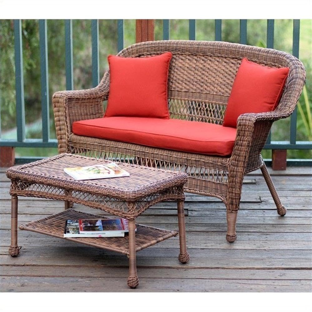 Jeco Wicker Patio Set with Cushion - Outdoor Seating for Garden & Poolside