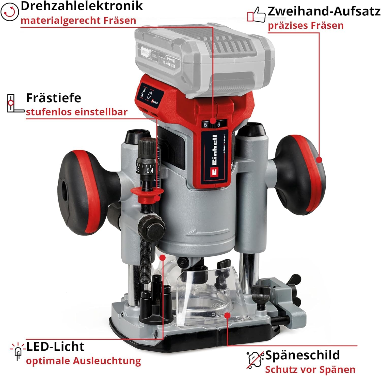 Einhell TP-RO 18 Cordless Brushless Router Set - 18V Lithium-Ion Edge Trimmer with Depth Adjustment, Accessories & Carry Case (Battery Not Included) - Perfect for Woodworking, DIY Projects & Professional Carpentry