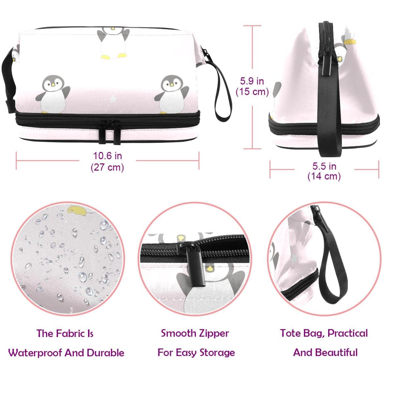 Double Layer Penguin Makeup Bag for Women - Travel & Toiletries Organizer
