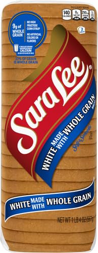 Sara Lee Whole Grain White Sandwich Bread - 20 Oz Loaf, No Artificial Colors or Flavors | Perfect for Sandwiches, Toast & Breakfast
