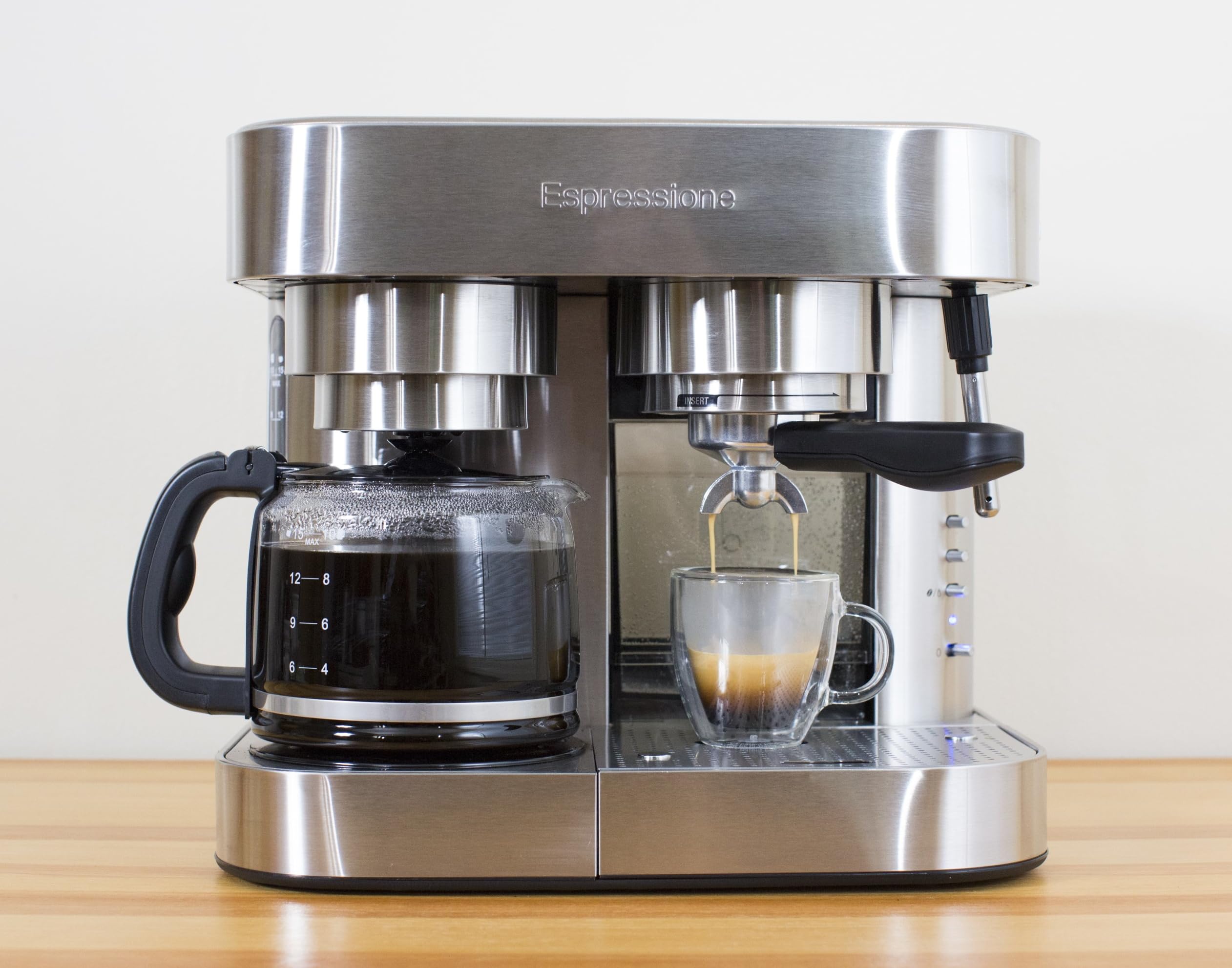Premium Stainless Steel Espresso and Coffee Maker Combo - 10 Cup Capacity for Home, Office, and Restaurant Use