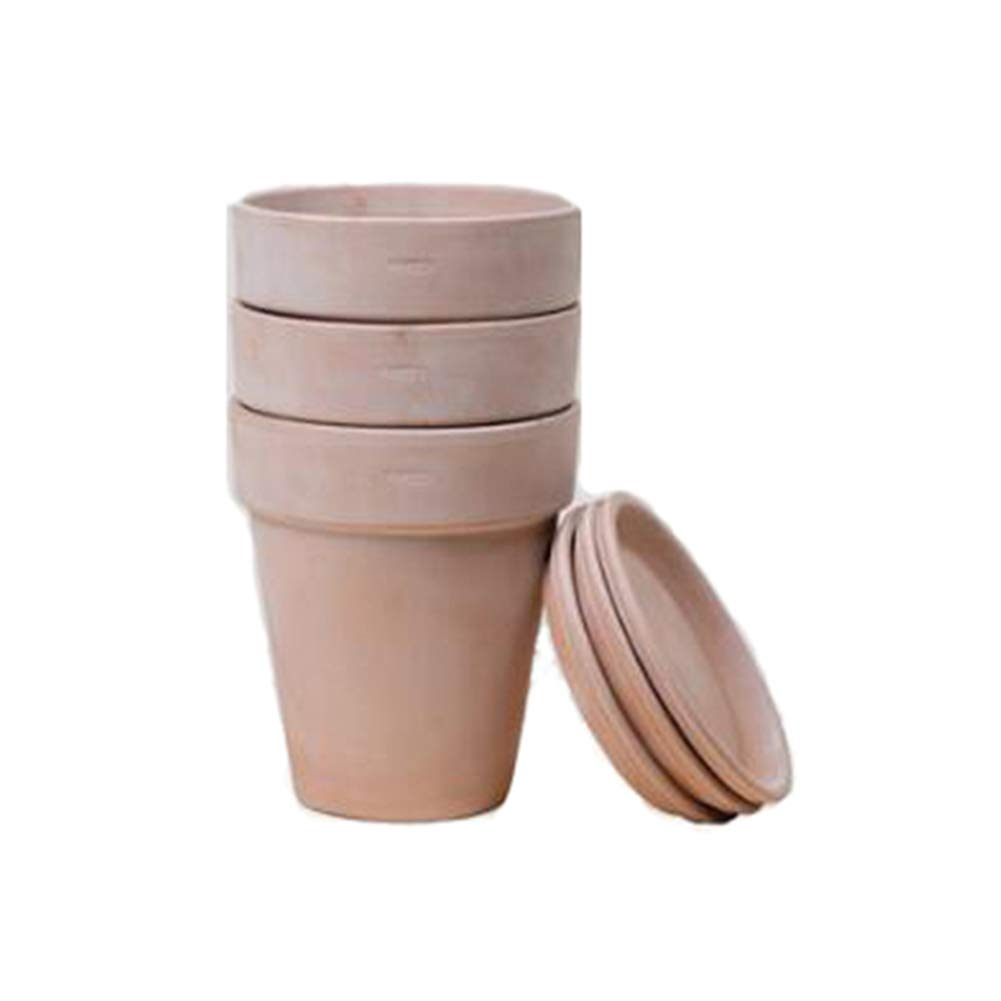 Modern Terracotta Flower Pots with Drainage Holes & Saucers - Decorative Planters for Indoor Plants, Succulents, Herbs - Perfect for Home, Office, Balcony & Garden Decor