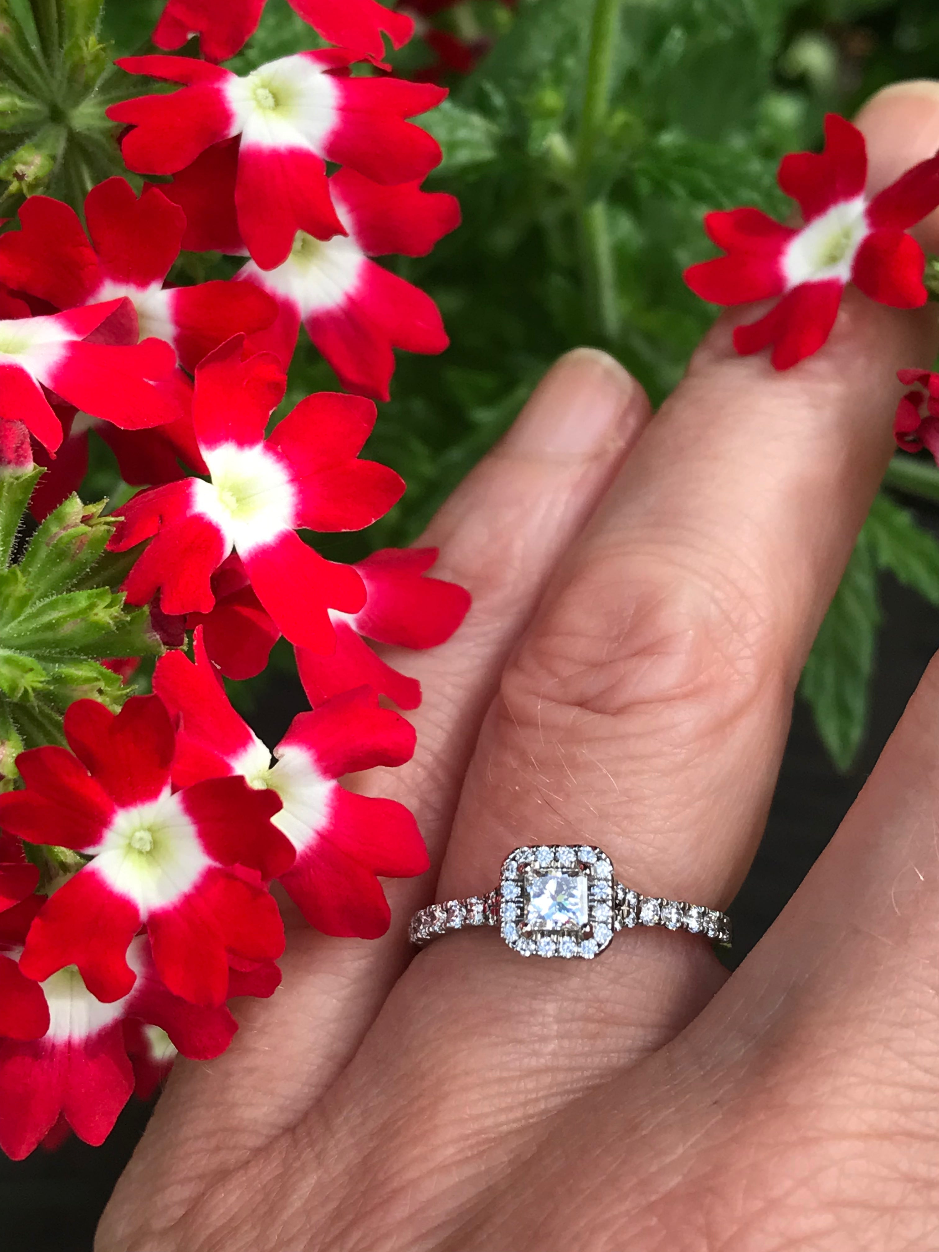 0.25ct Certified Natural Princess Cut Diamond Ring - Palladium Setting | Elegant Engagement, Wedding & Anniversary Jewelry Gift