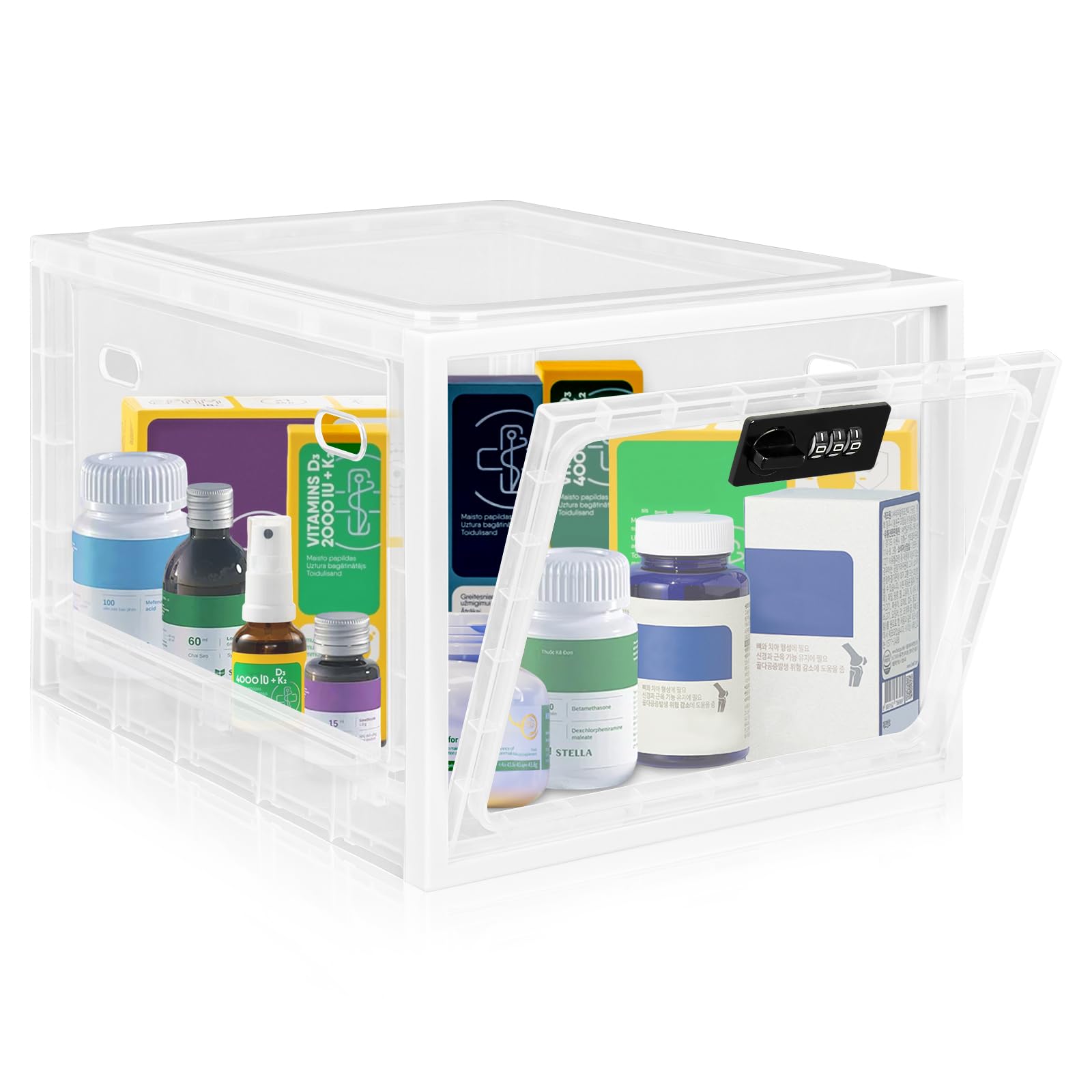 Secure Medicine Lock Box with Combination Code - Office & Home Storage Cabinet for Fridge Food, Electronics & Phones - Ideal for Home, Dorm & Office Organization
