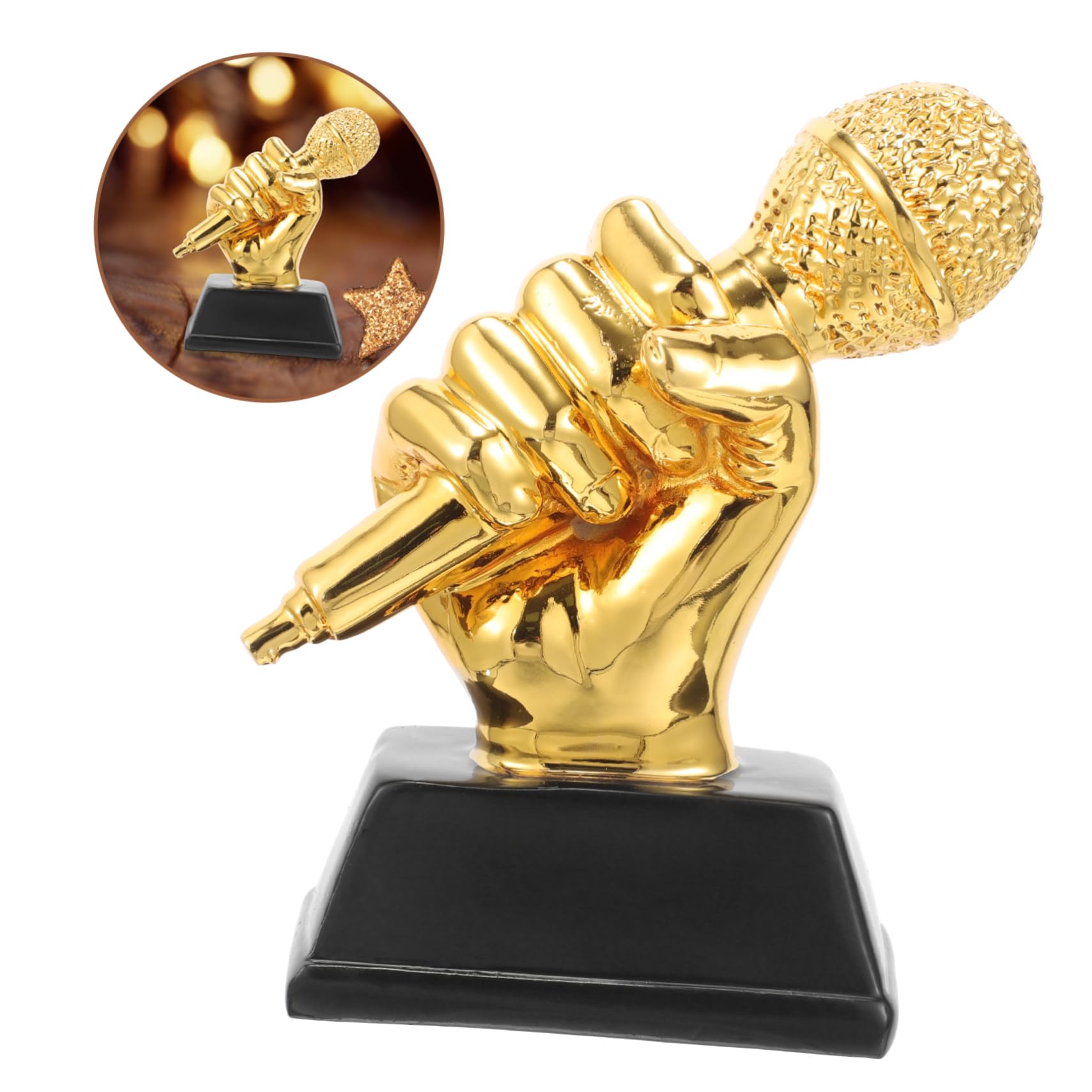 Yardwe Resin Mini Microphone Trophy Award - Best Karaoke Singing Prize, Community & Sports Trophy for Student Decorations | Perfect for Competitions, Gifts & Home Decor