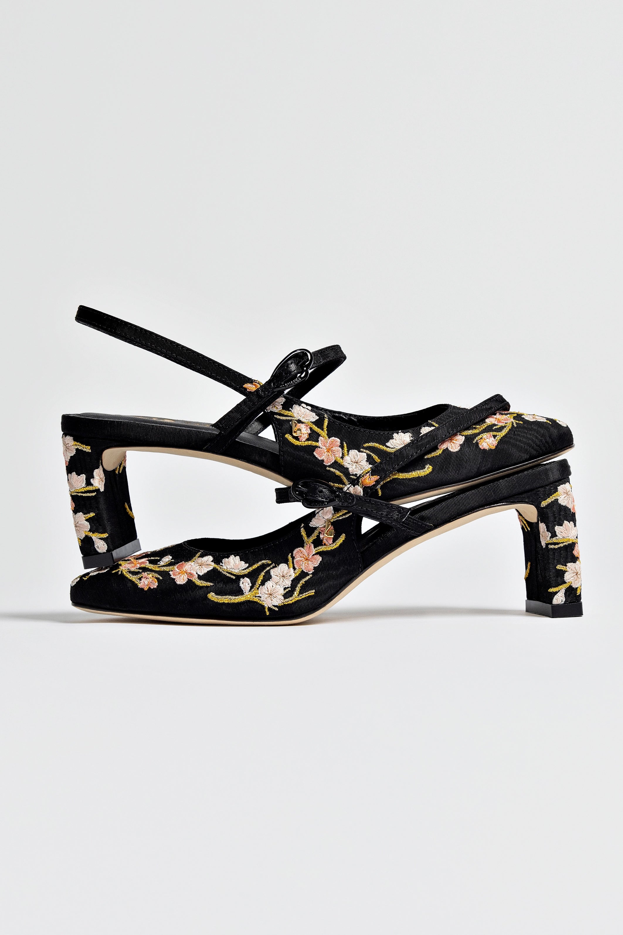 Georgina Pump Women's Shoes - Black Sakura Printed Fabric Flats for Casual Wear & Office Outfits | Comfortable & Stylish Everyday Footwear