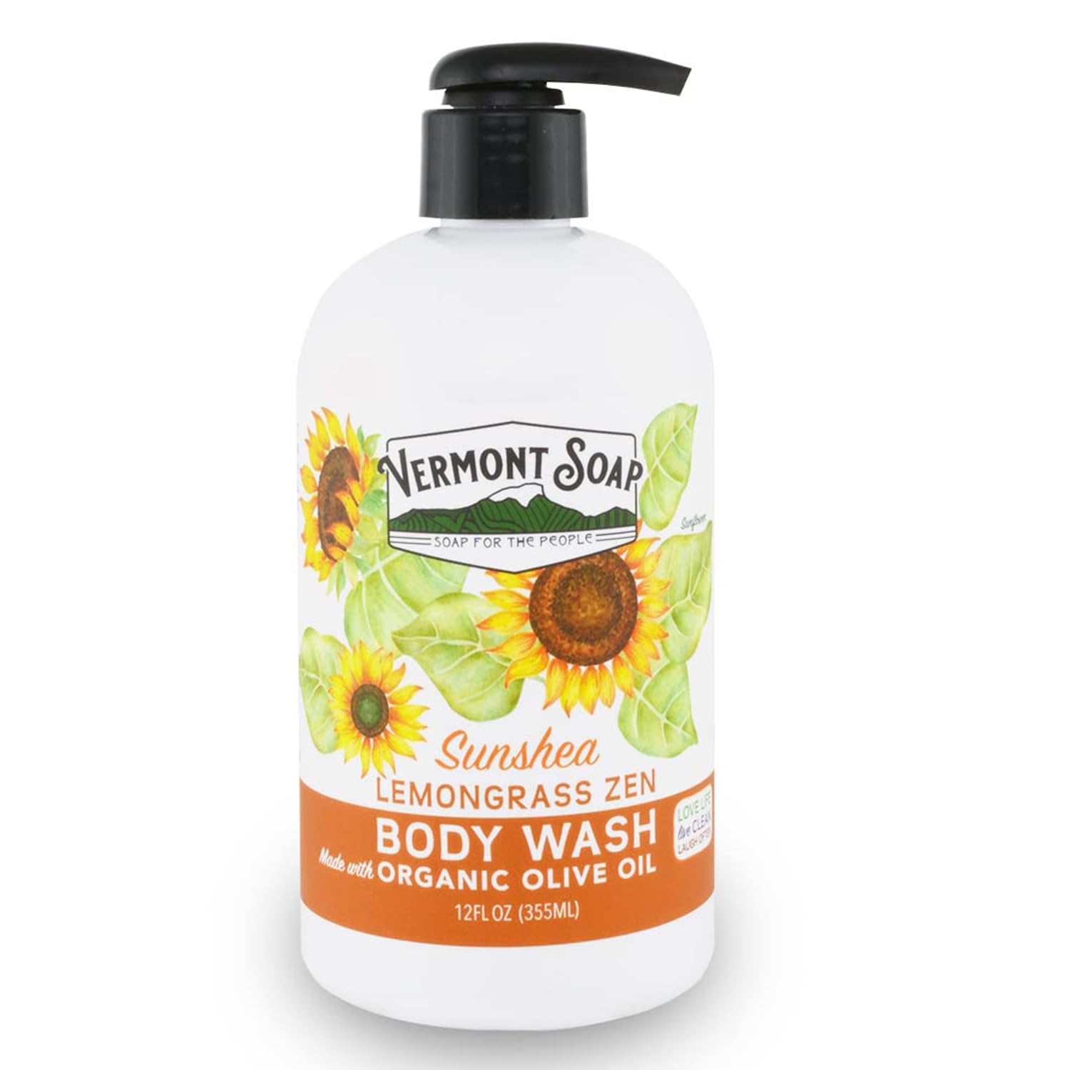 VERMONT SOAP Natural Body Wash with Shea Butter - Moisturizing & Soothing Fragrance-Free Gel Body Wash for Women & Men (Lemongrass Zen, 12oz) - Perfect for Sensitive Skin & Daily Shower Routine