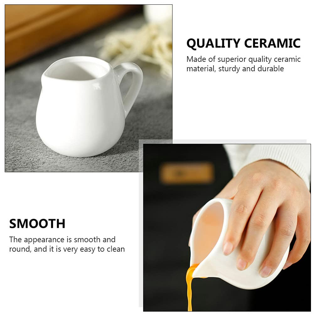 Hemoton 2-Piece Mini Ceramic Creamer Set with Handle - Small Milk & Coffee Pitcher for Espresso, Syrup, and Cream - Perfect for Kitchen, Coffee Bar, and Terrarium Decor