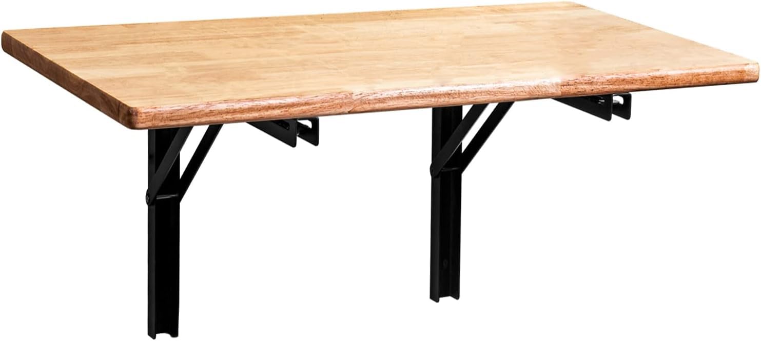 Wallmaster Heavy Duty Wall Mounted Folding Workbench - 32 x 18 Inch Fold Down Utility Table with Metal Shelf Bracket | Space-Saving Laundry Shelf, Garage Workbench & Wall Desk for Small Spaces