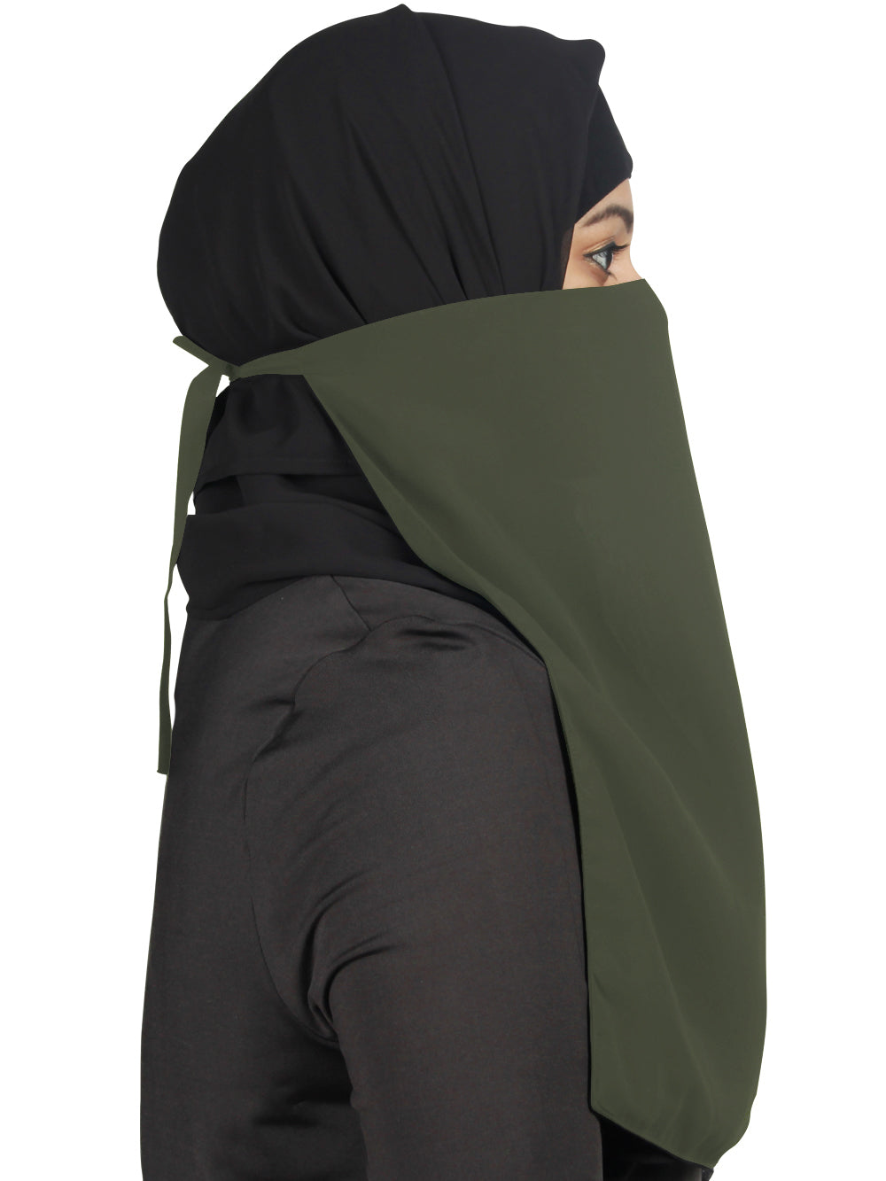 Black Georgette Half Niqab Nosepiece - Breathable & Comfortable Face Cover for Women - Perfect for Daily Wear, Prayer, and Outdoor Activities