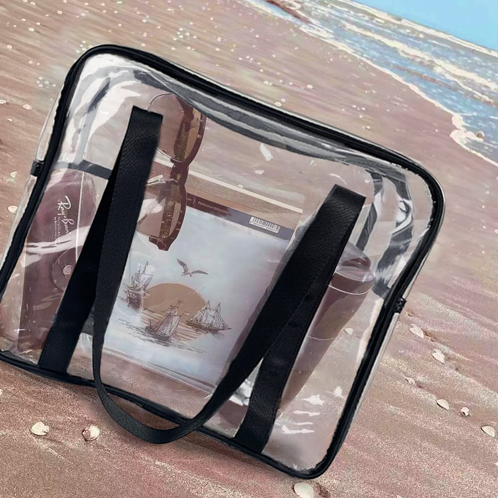 Surcotto Clear Tote Bag - Waterproof Transparent PVC Makeup Cosmetic Bag with Zipper - Large Travel & Beach Organizer for Men & Women - Perfect for Toiletries, Gym Essentials, and Vacation Packing