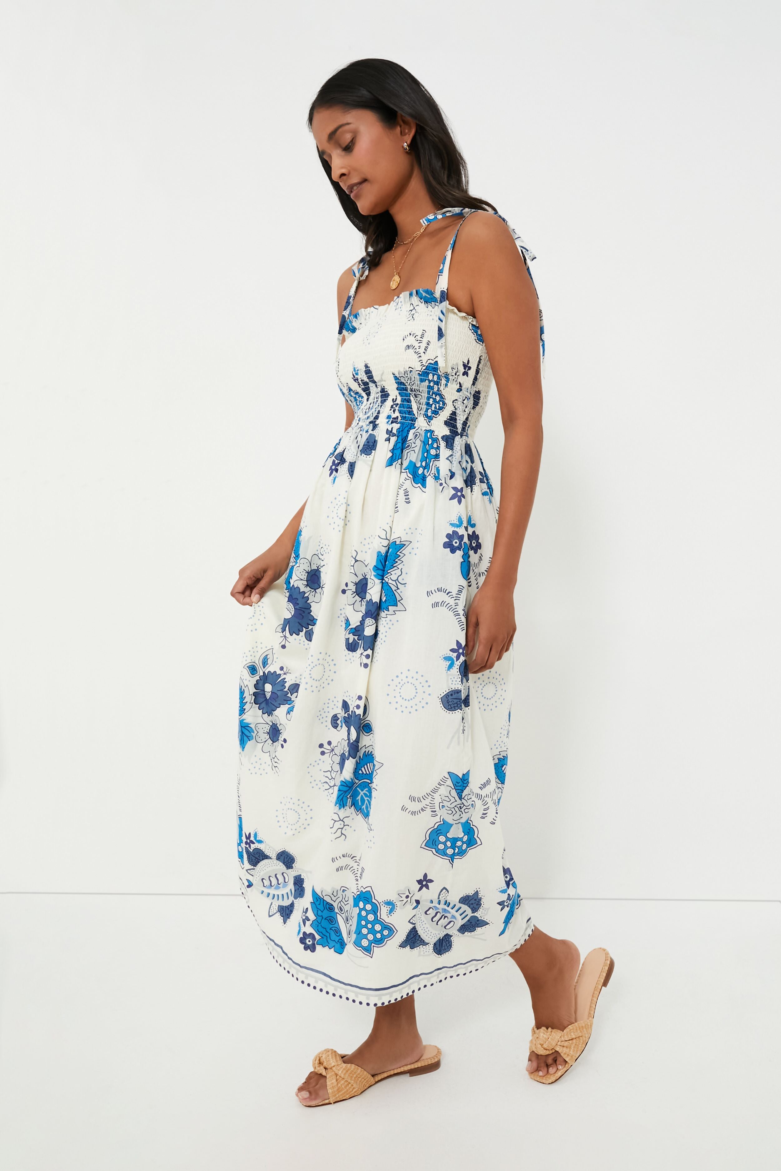 Blue Royal Kaia China Panel Dress - Elegant Floral Print Maxi Dress for Women | Perfect for Weddings, Parties & Special Occasions