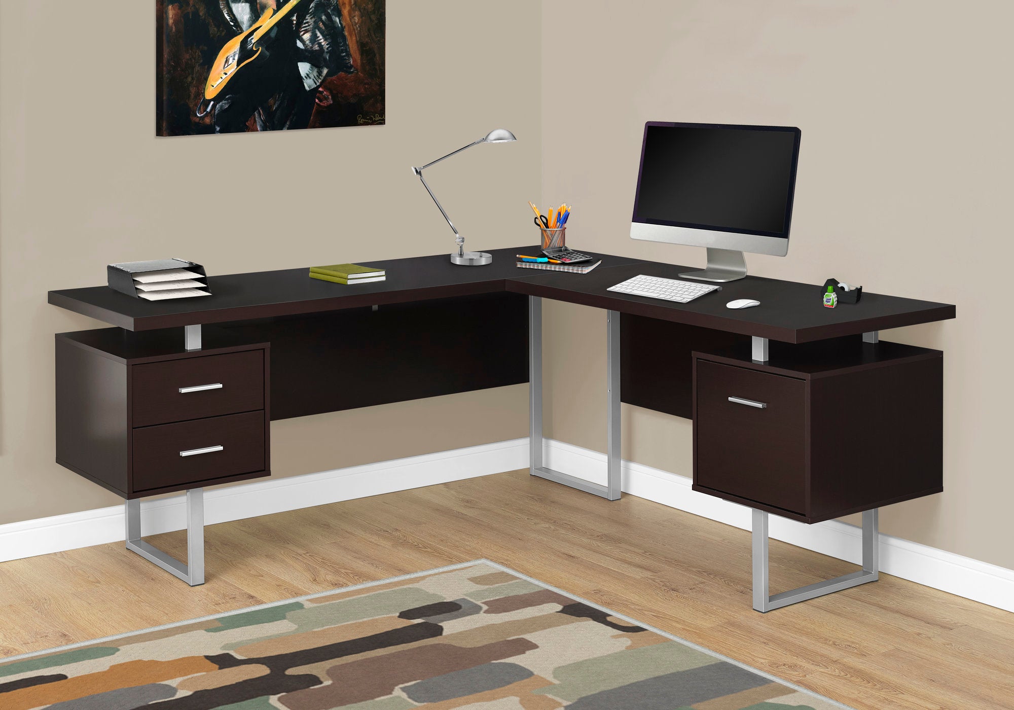 70L Office Series Espresso Left or Right Facing File Cabinet - Perfect for Home Office, Study Room & Workspace Organization